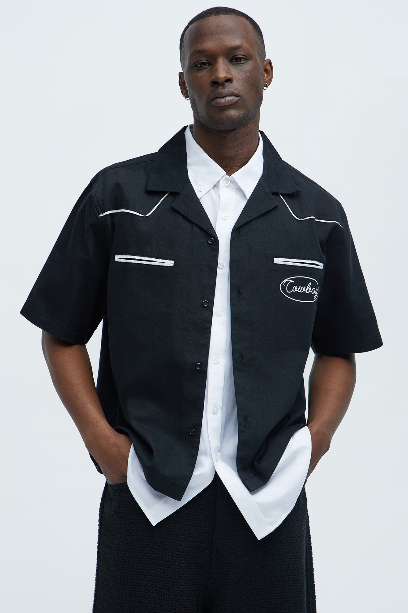 Rodeo Club Cropped Shirt - Black/White