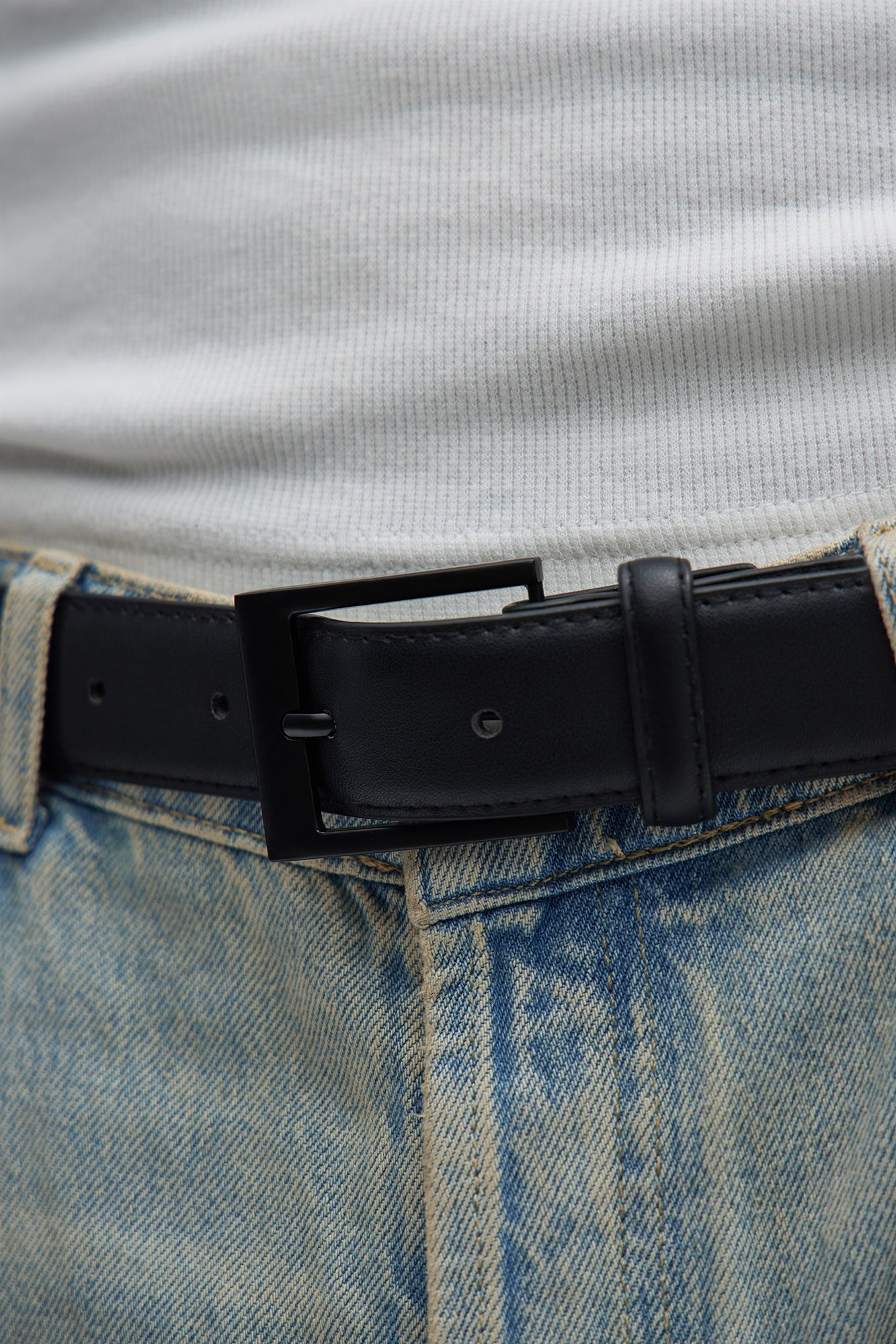 Stay Fly Faux Leather Belt - Black/Black