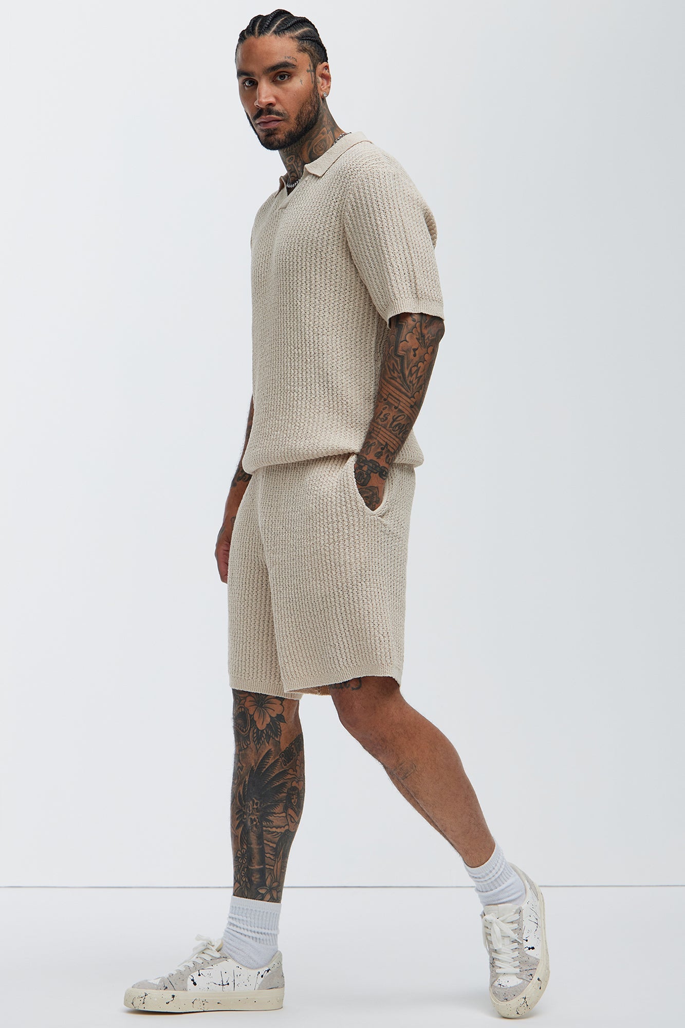 Brent Textured Shorts - Oatmeal