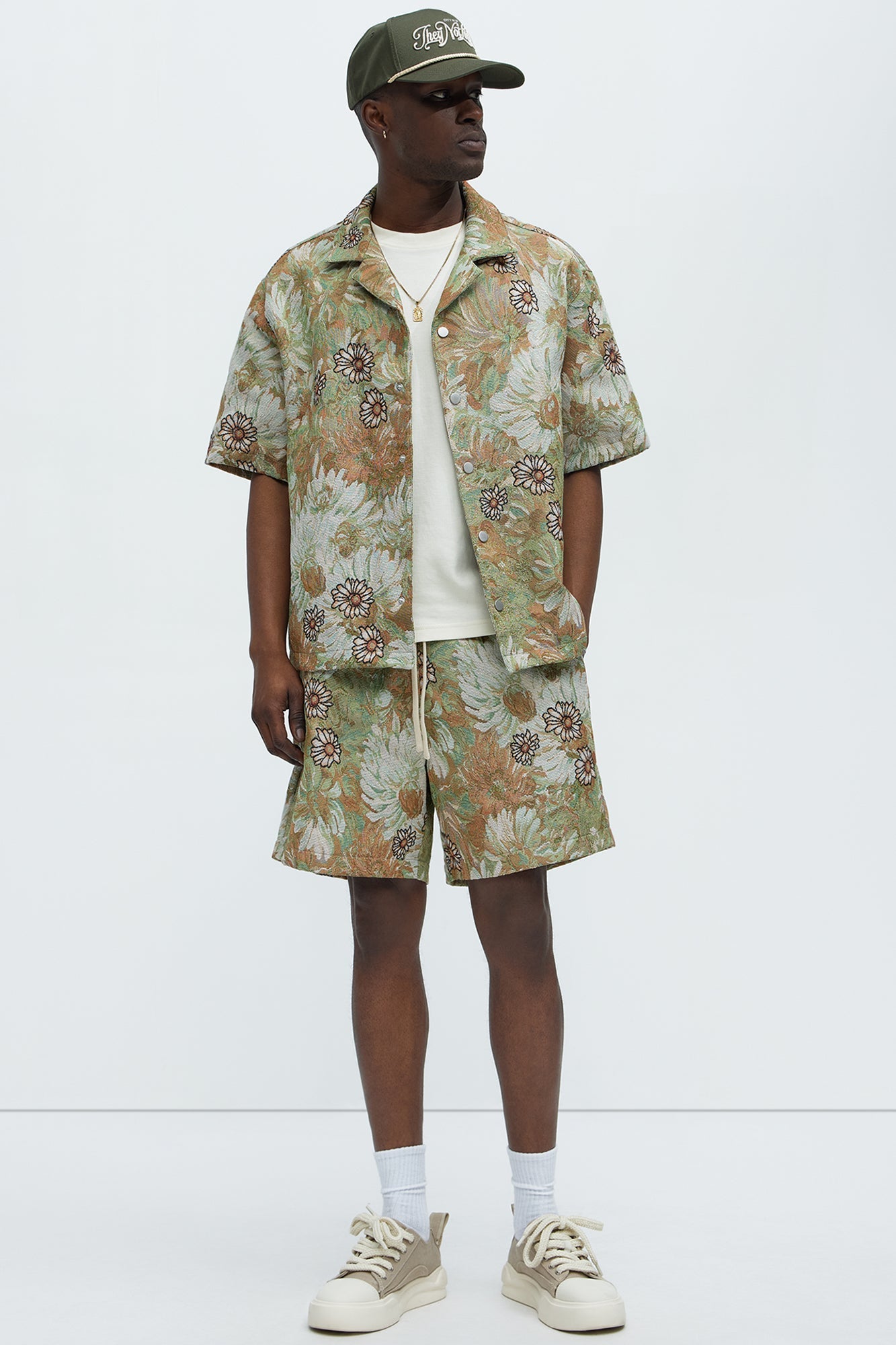 Judas Tapestry Cuban Collar Shirt - Green/combo