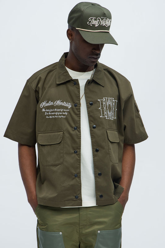 Hustler Mentality Short Sleeve Shirt - Olive