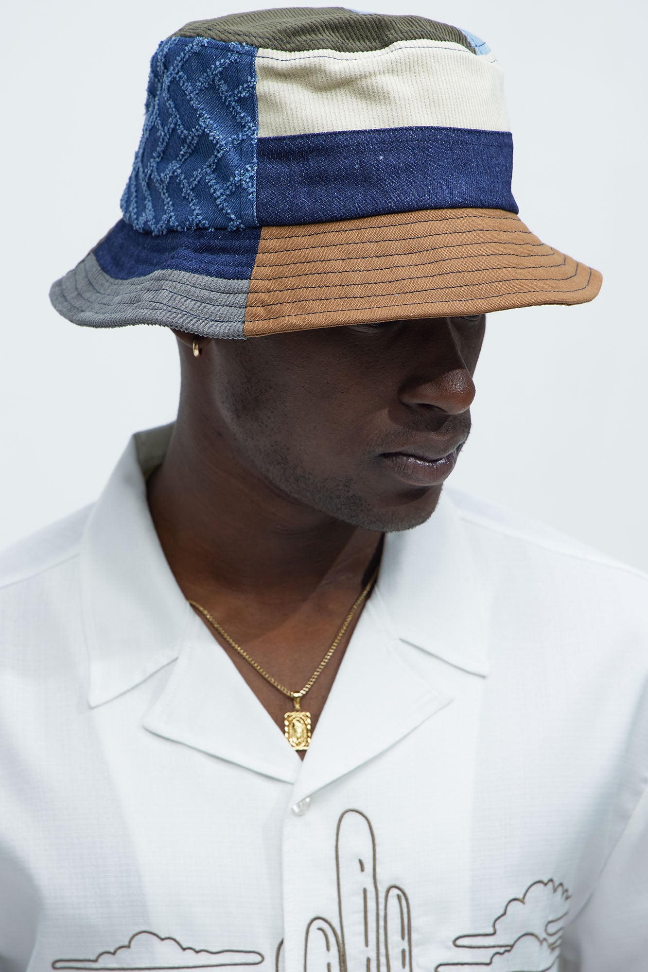 Mixed Media Patchwork Bucket Hat - Multi Color