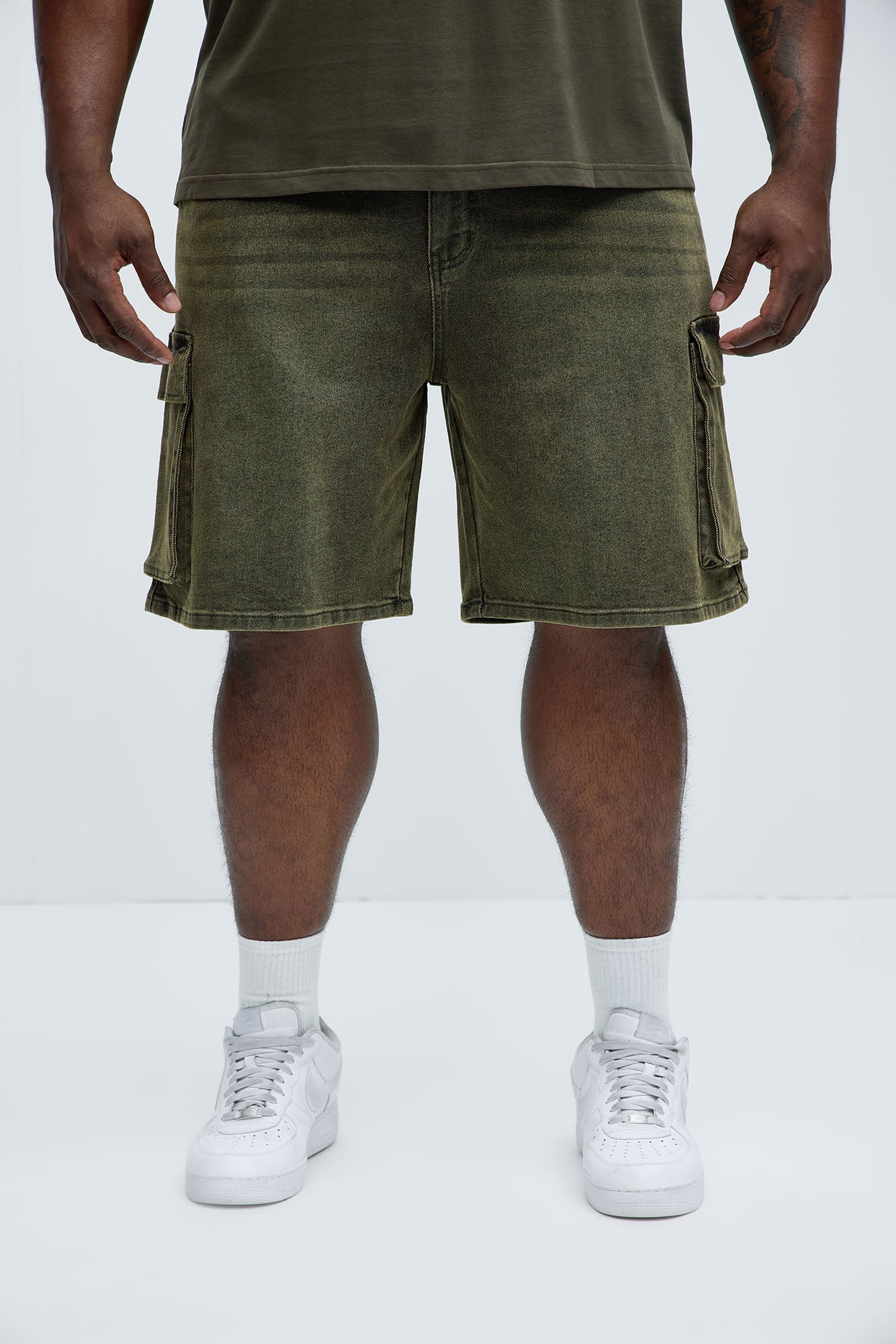 Relaxed Cornell Cargo Denim Shorts - Green