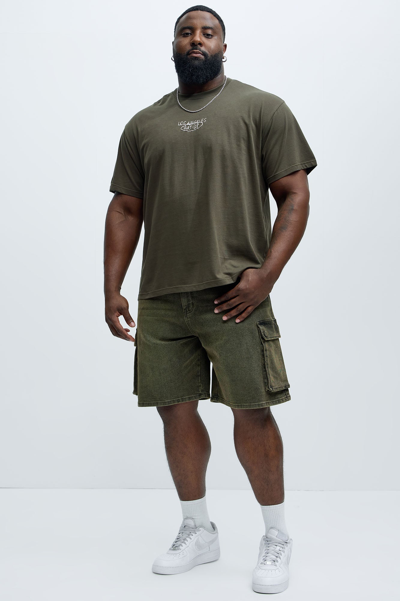 Relaxed Cornell Cargo Denim Shorts - Green