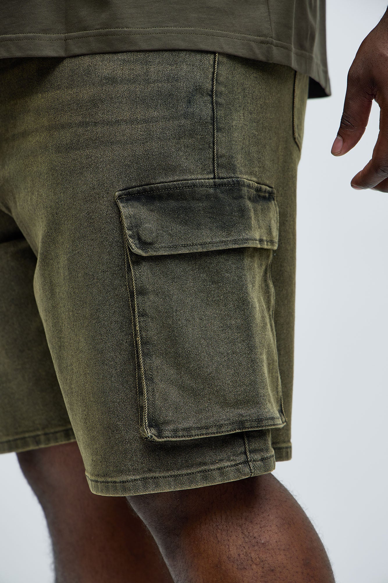Relaxed Cornell Cargo Denim Shorts - Green