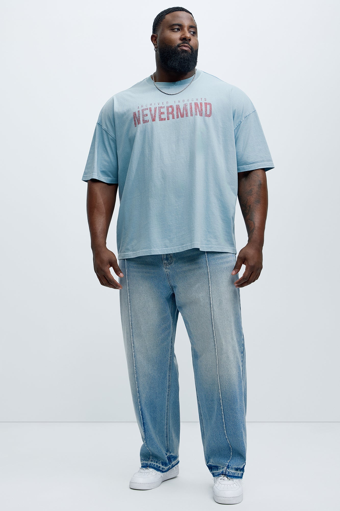 Patras Pleat Baggy Jeans - Light Wash