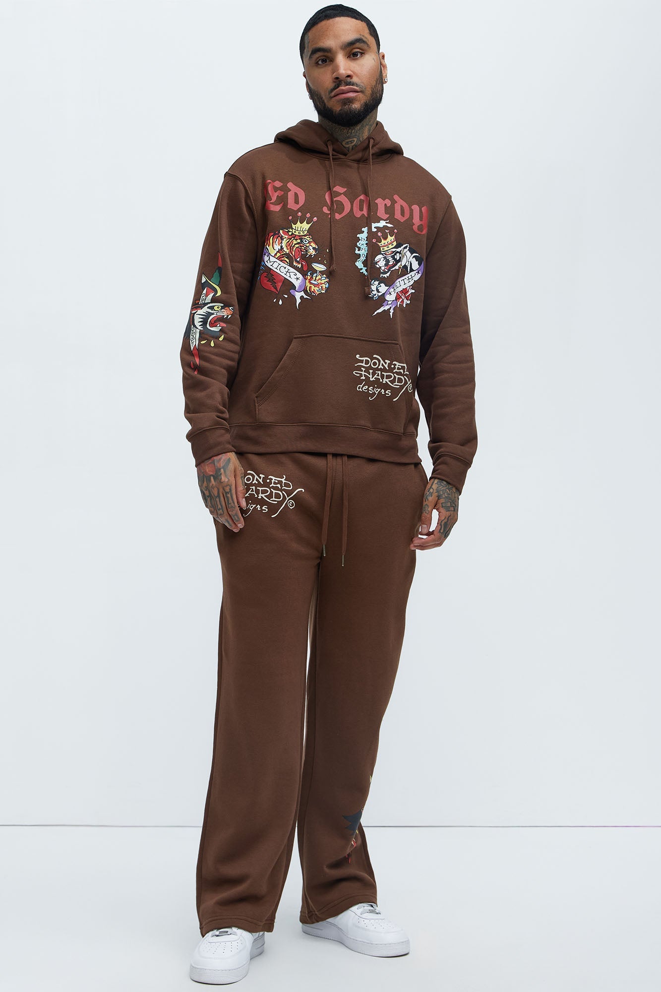 Ed Hardy Panther Tiger Hoodie - Chocolate