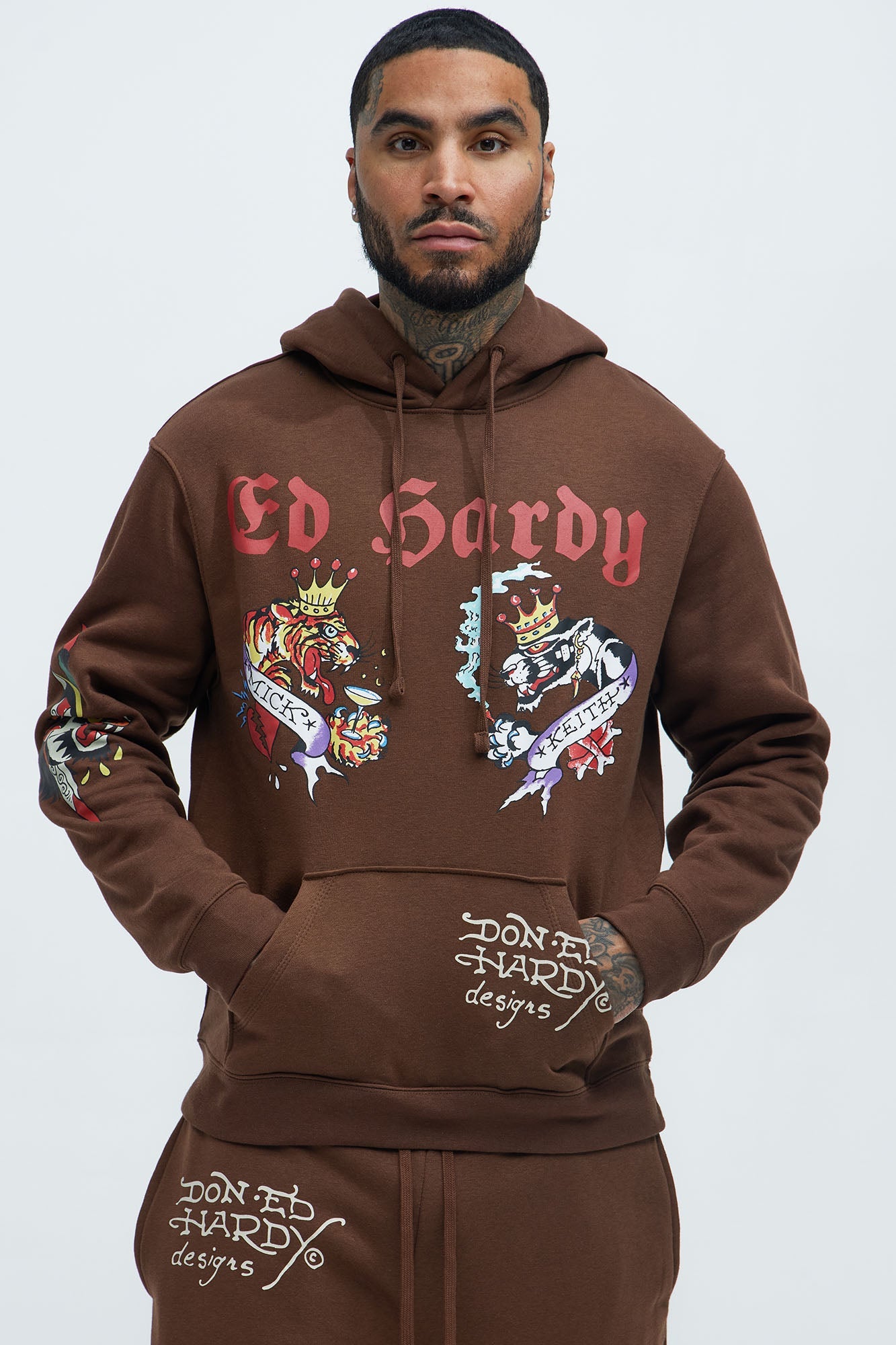 Ed Hardy Panther Tiger Hoodie - Chocolate