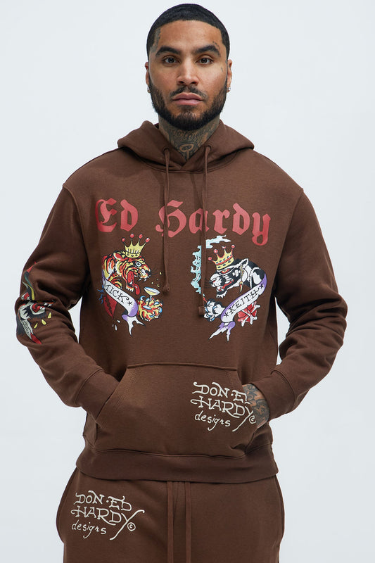 Ed Hardy Panther Tiger Hoodie - Chocolate