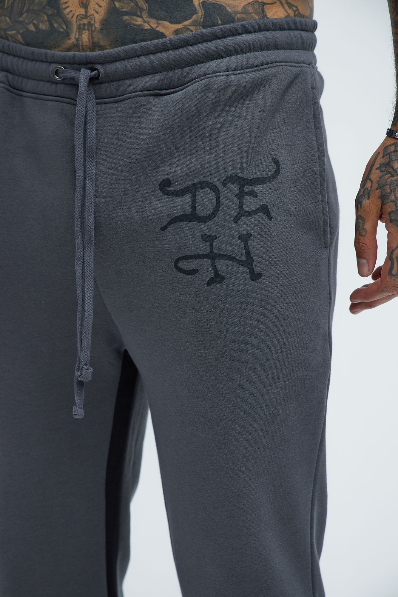 Ed Hardy Dragon Flamed Stacked Sweatpants - Charcoal