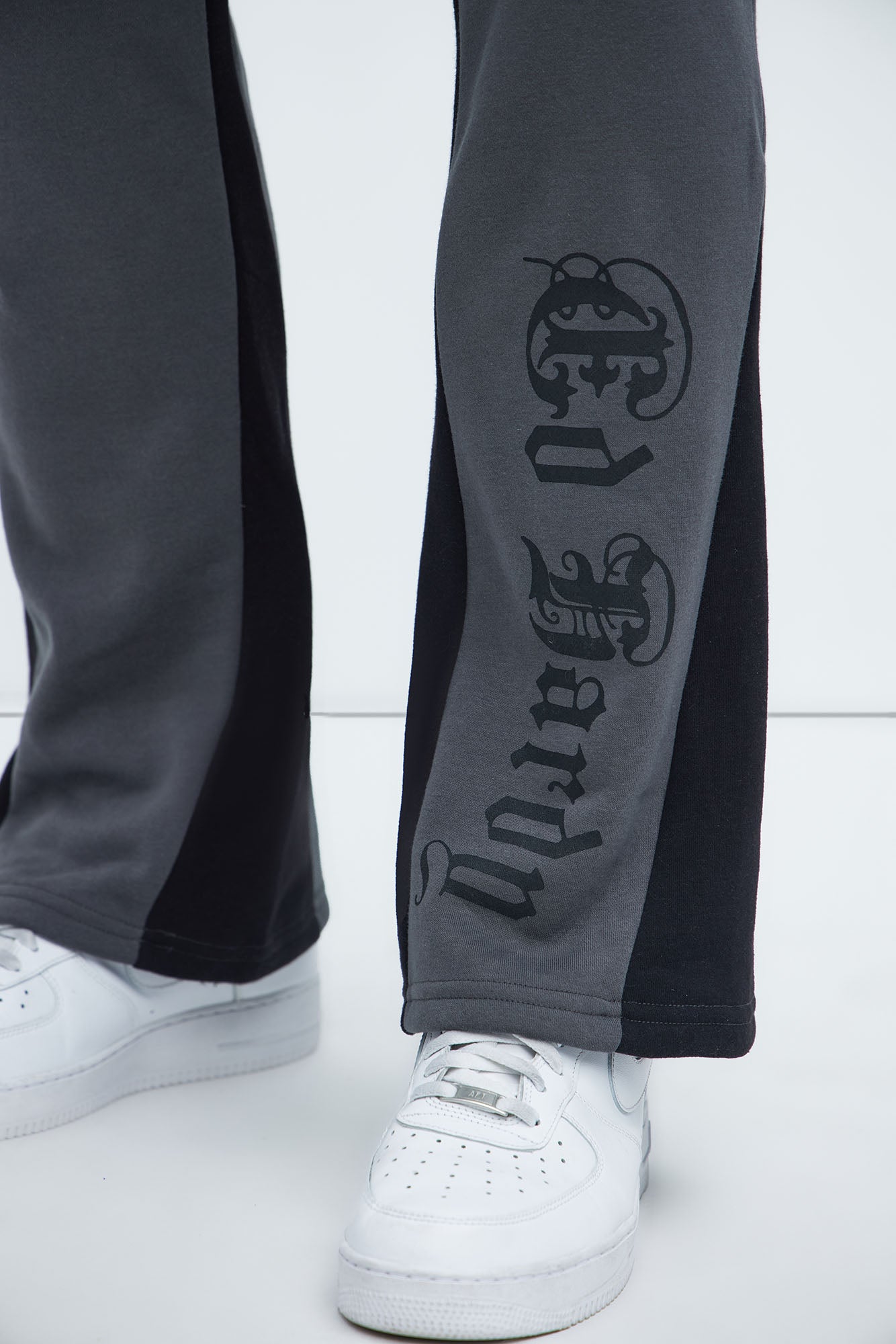 Ed Hardy Dragon Flamed Stacked Sweatpants - Charcoal