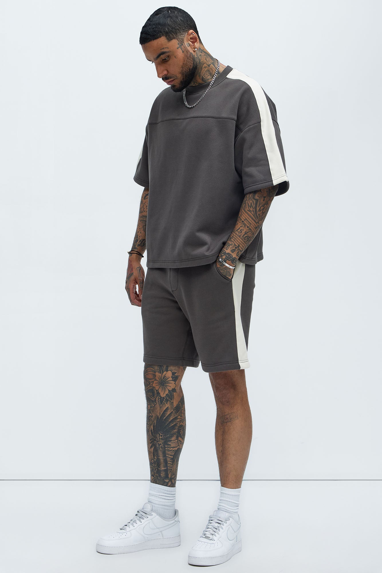 Tyson Oversized Heavyweight Striped Tee - Olive