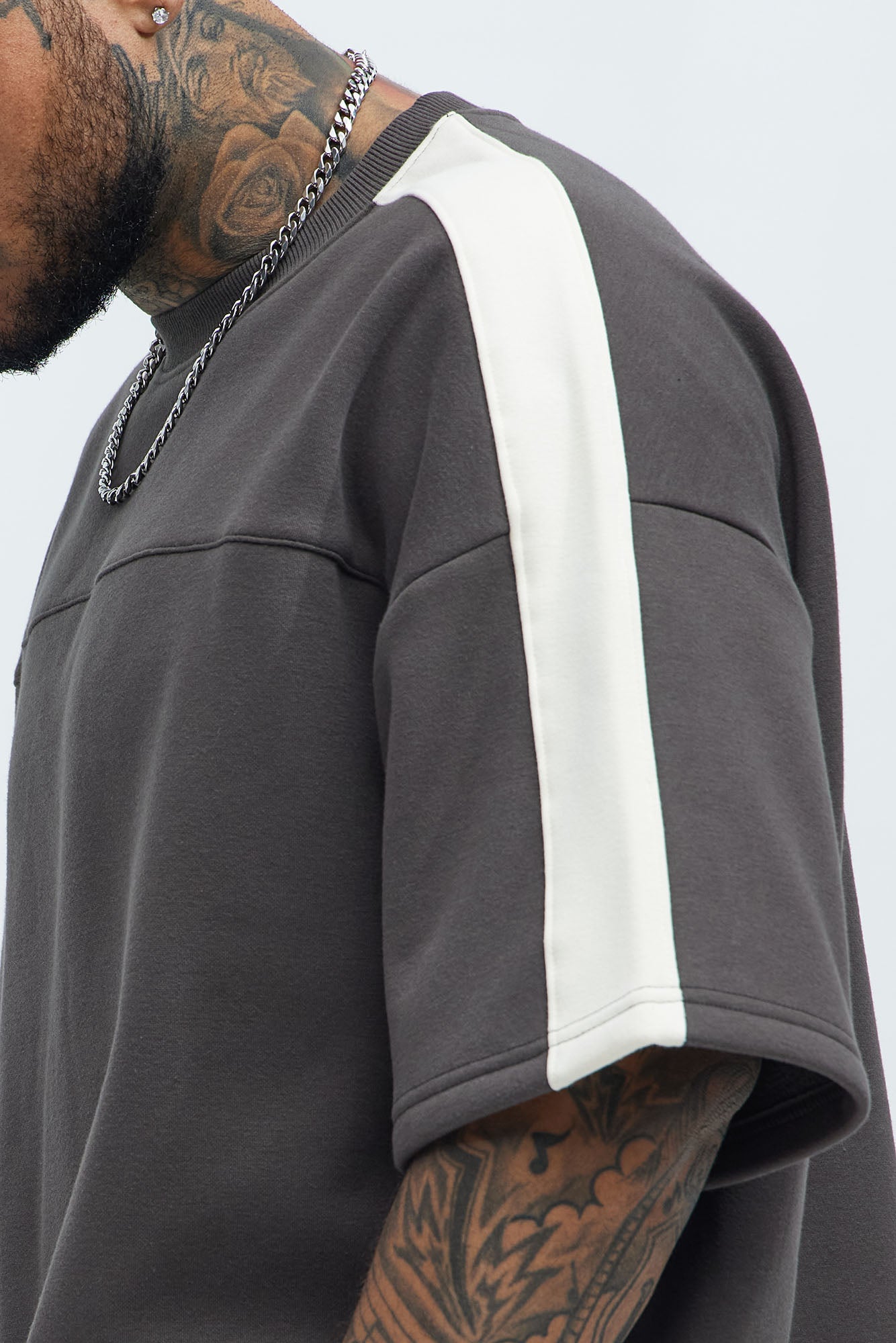 Tyson Oversized Heavyweight Striped Tee - Olive