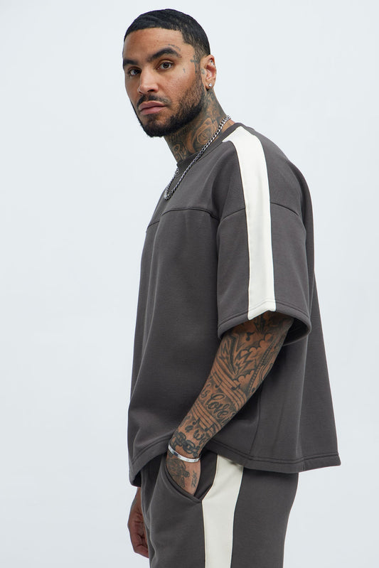 Tyson Oversized Heavyweight Striped Tee - Olive