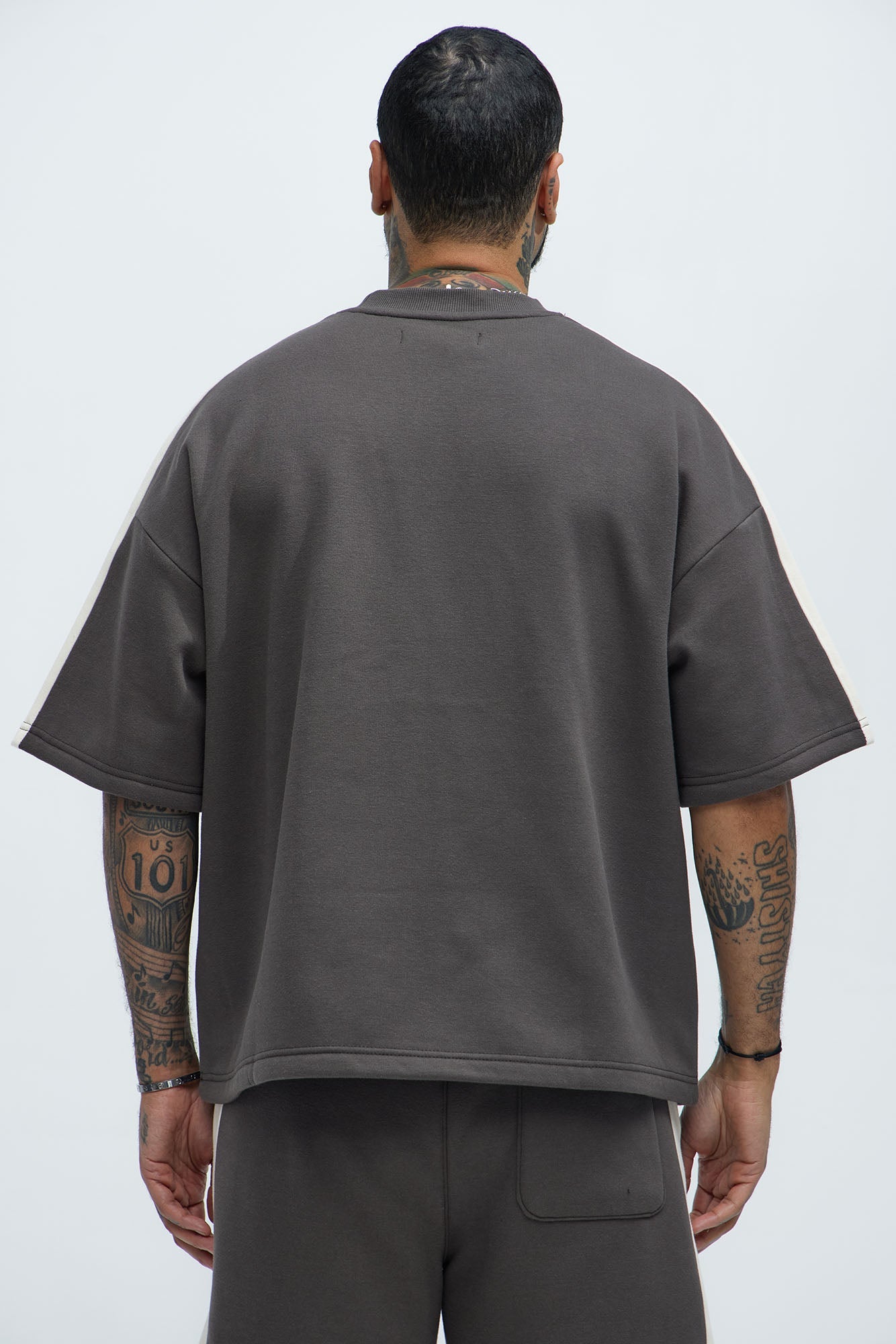 Tyson Oversized Heavyweight Striped Tee - Olive