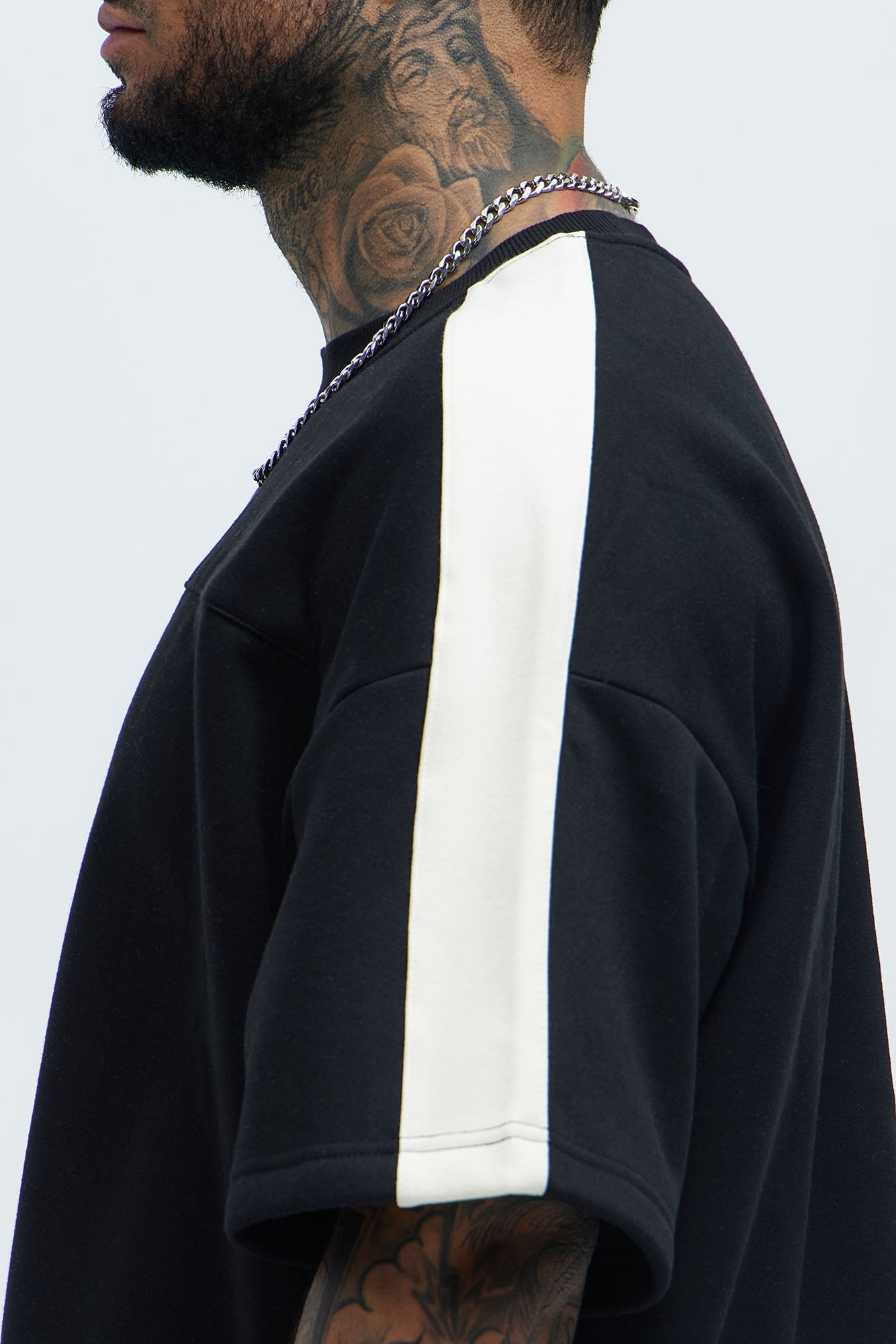 Tyson Oversized Heavyweight Striped Tee - Black