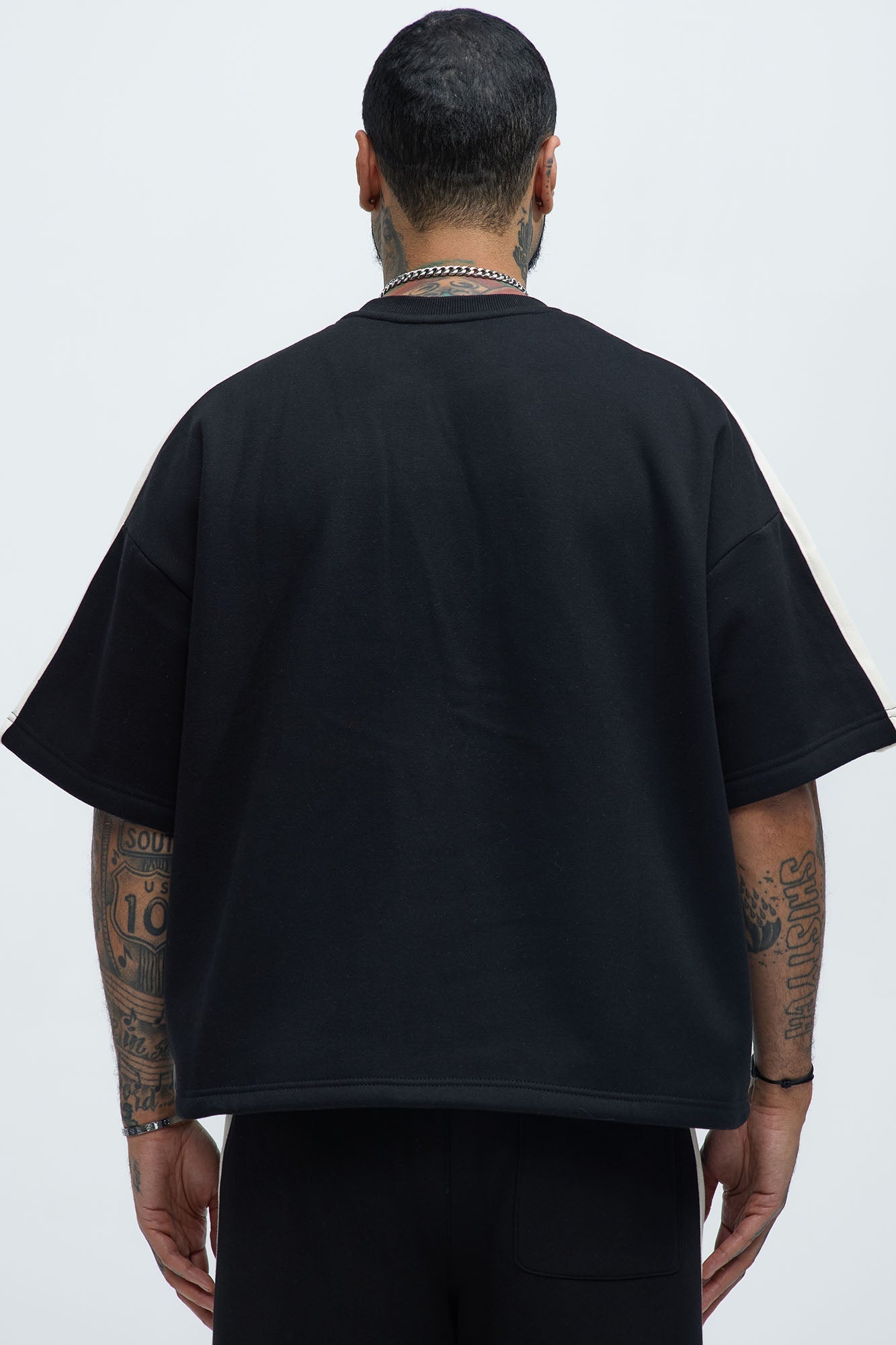 Tyson Oversized Heavyweight Striped Tee - Black