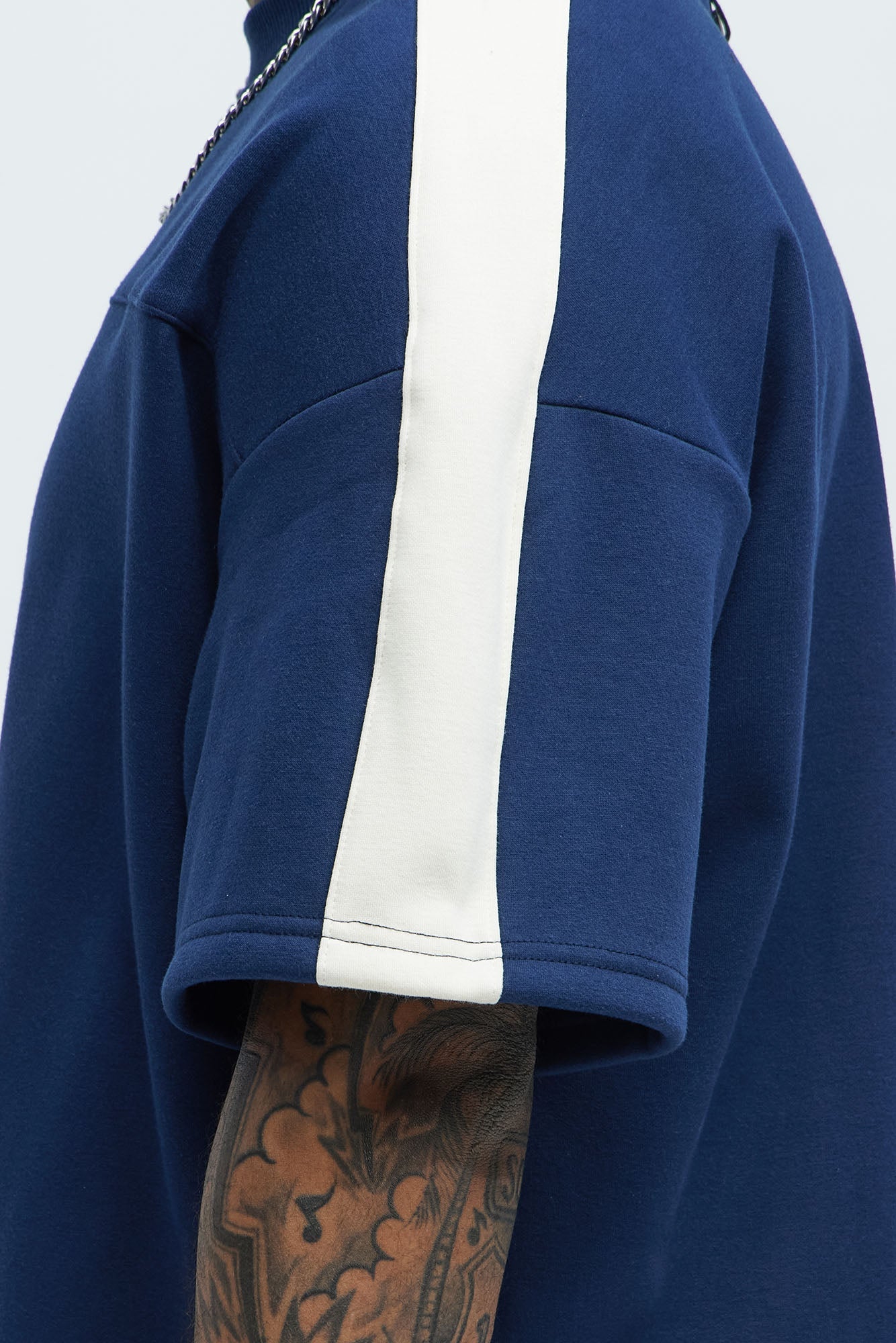 Tyson Oversized Heavyweight Striped Tee - Navy