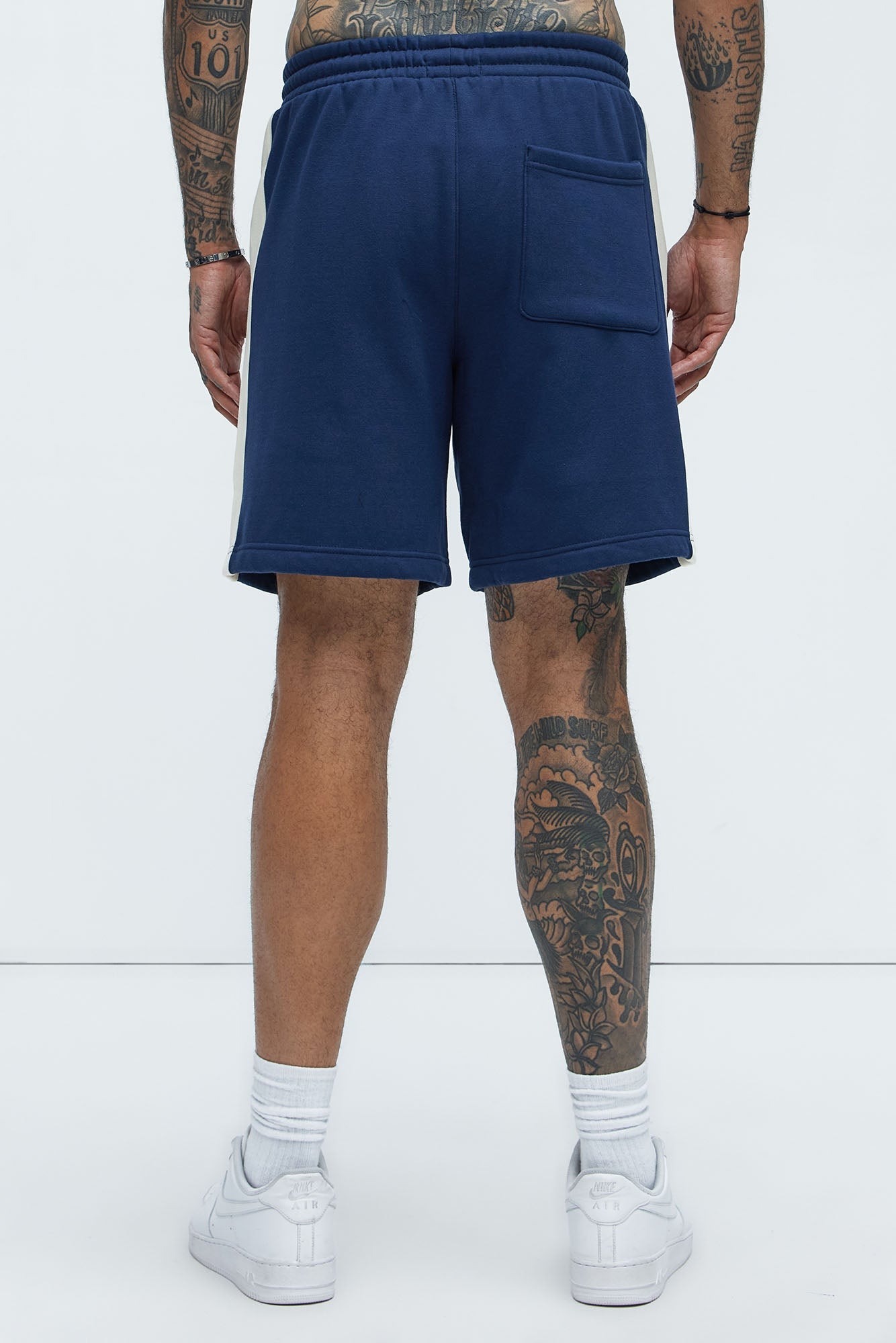 Tyson Oversized Heavyweight Striped Shorts - Navy