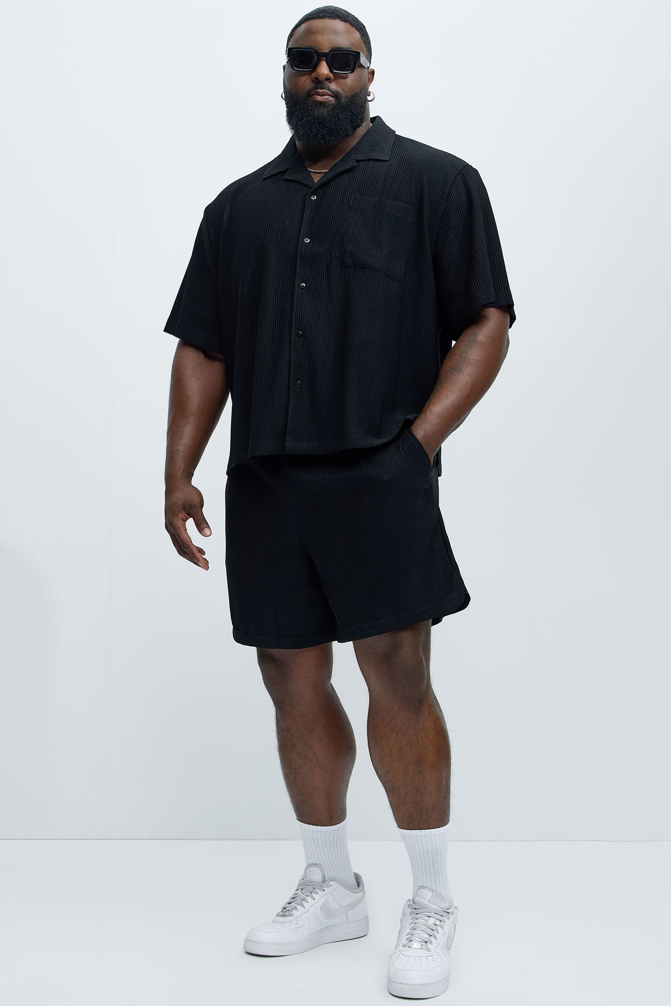 Show Up Short Sleeve Cuban Shirt - Black