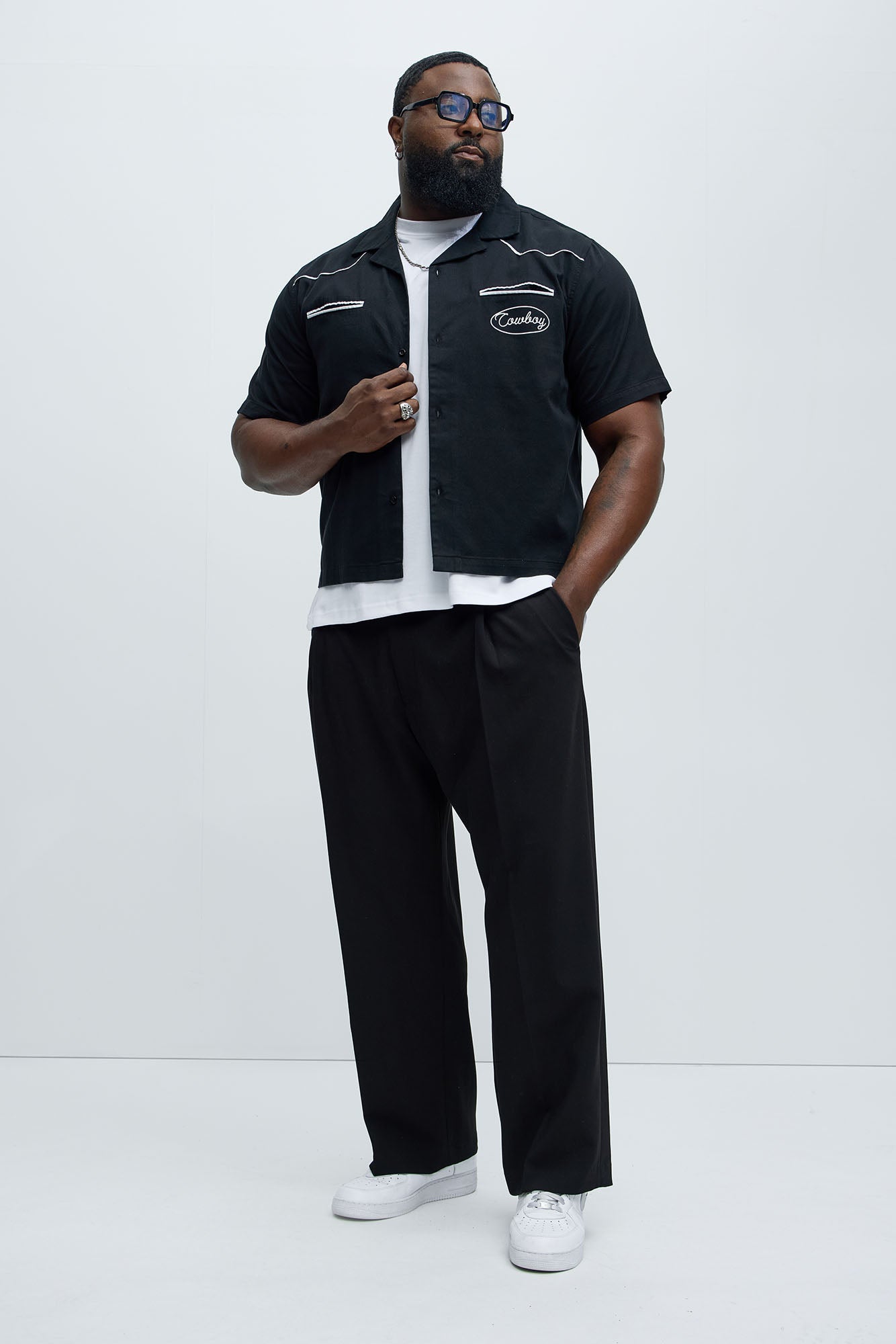 Rodeo Club Cropped Shirt - Black/White