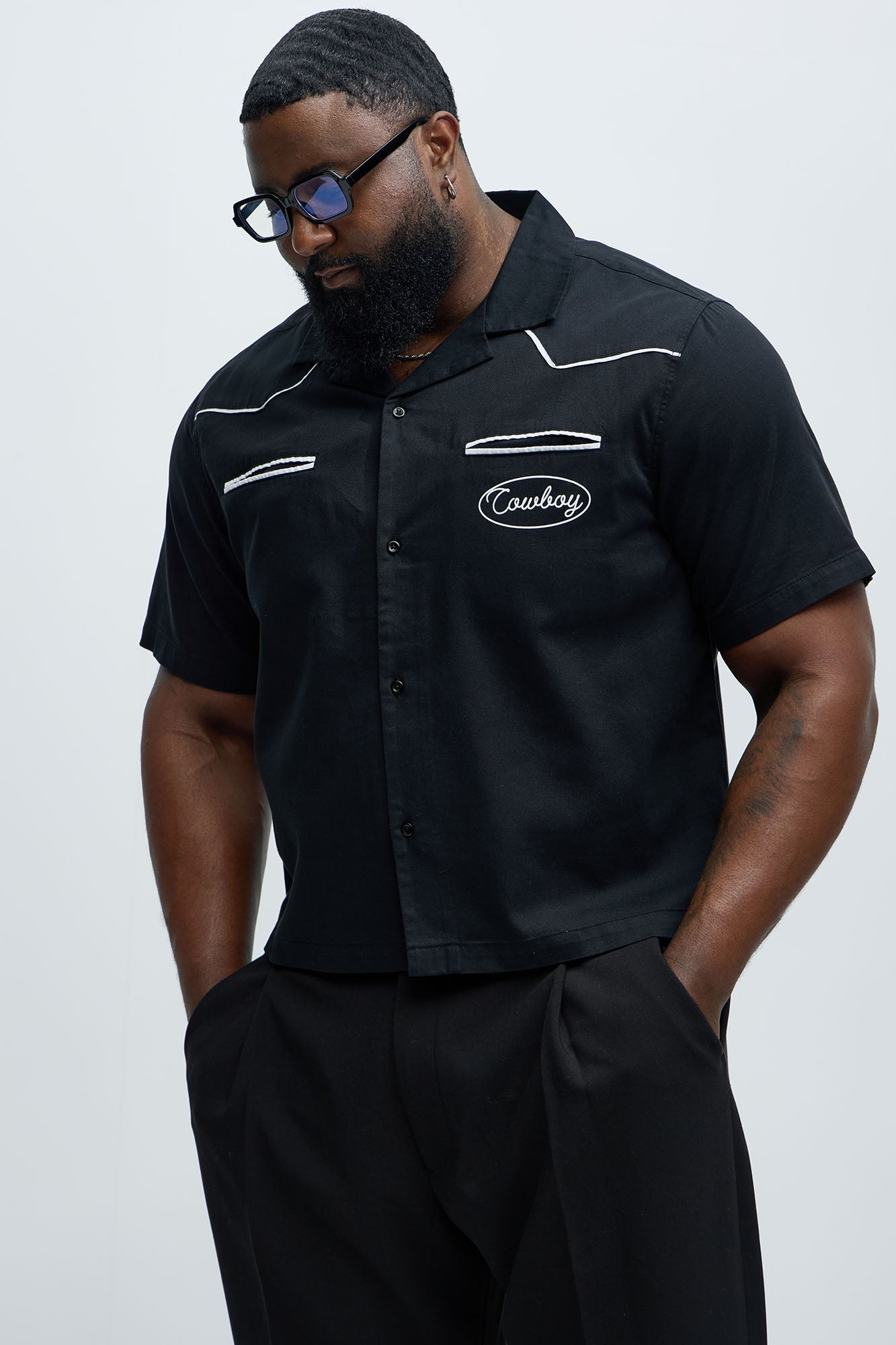 Rodeo Club Cropped Shirt - Black/White