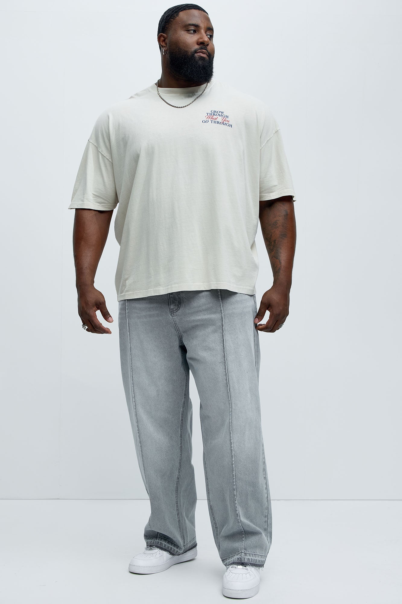 Grow Through What You Go Through Oversized Short Sleeve Tee - Light Grey