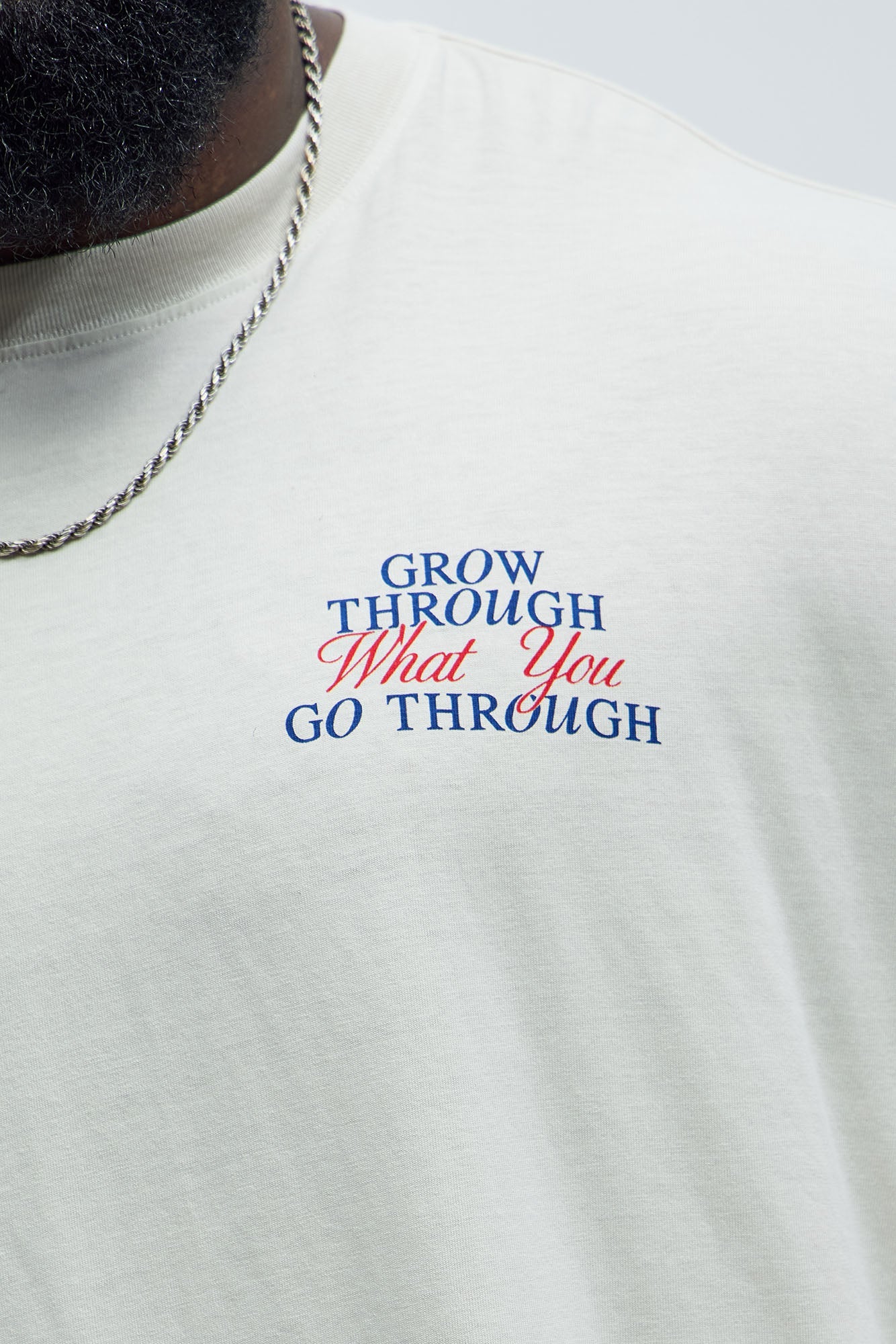 Grow Through What You Go Through Oversized Short Sleeve Tee - Light Grey