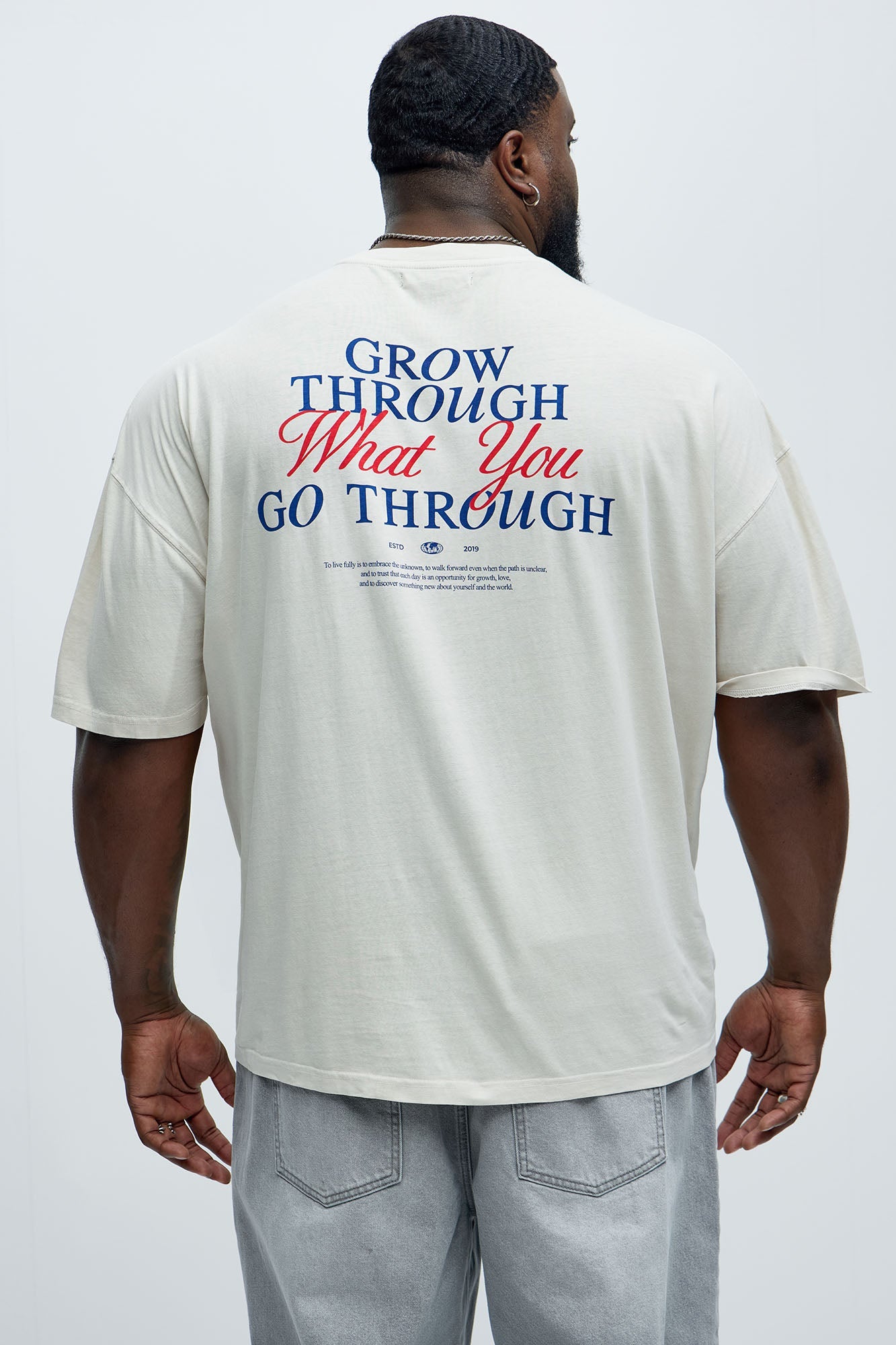 Grow Through What You Go Through Oversized Short Sleeve Tee - Light Grey