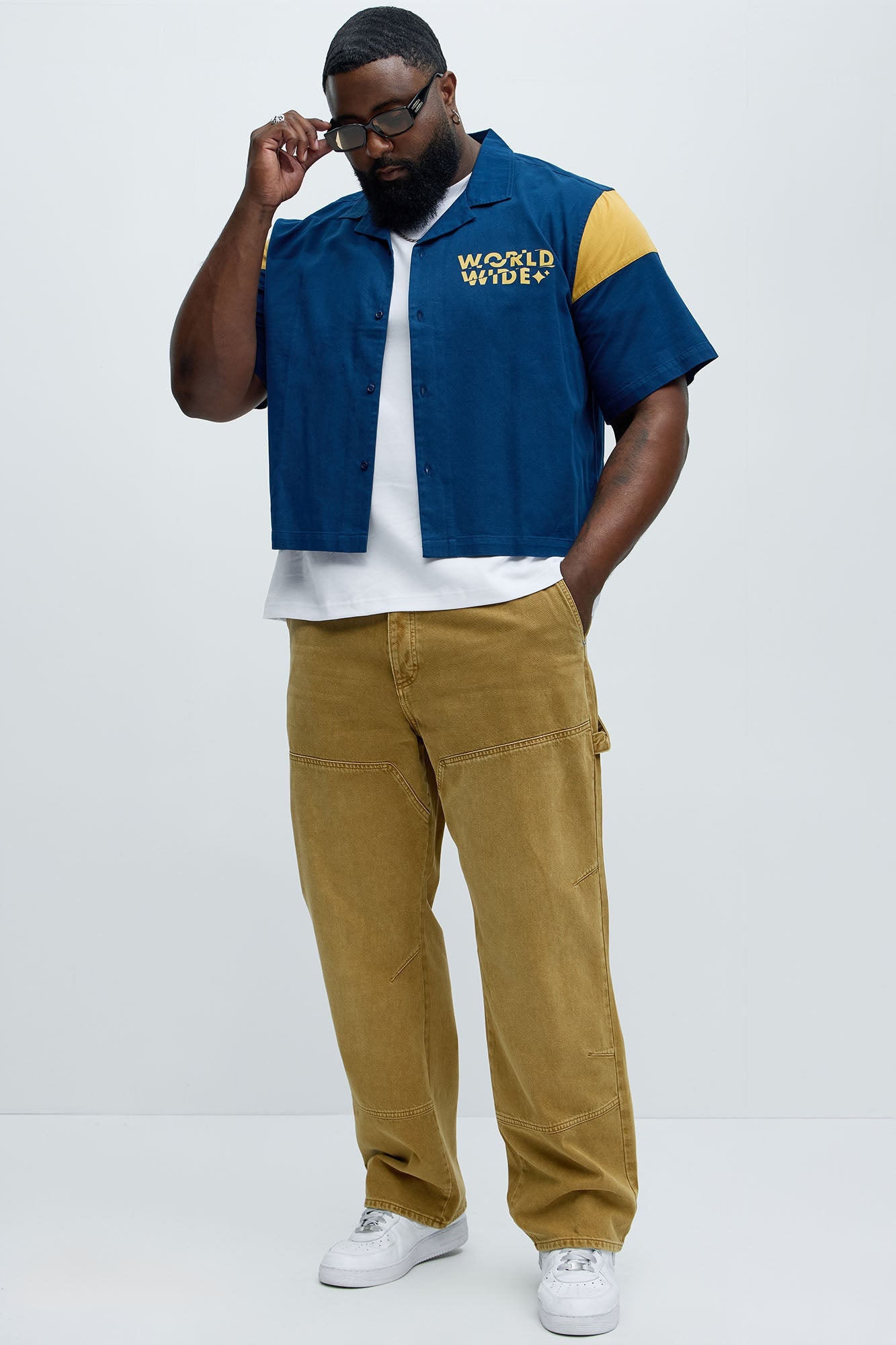 Freedom Graphic Cropped Shirt - Navy/combo