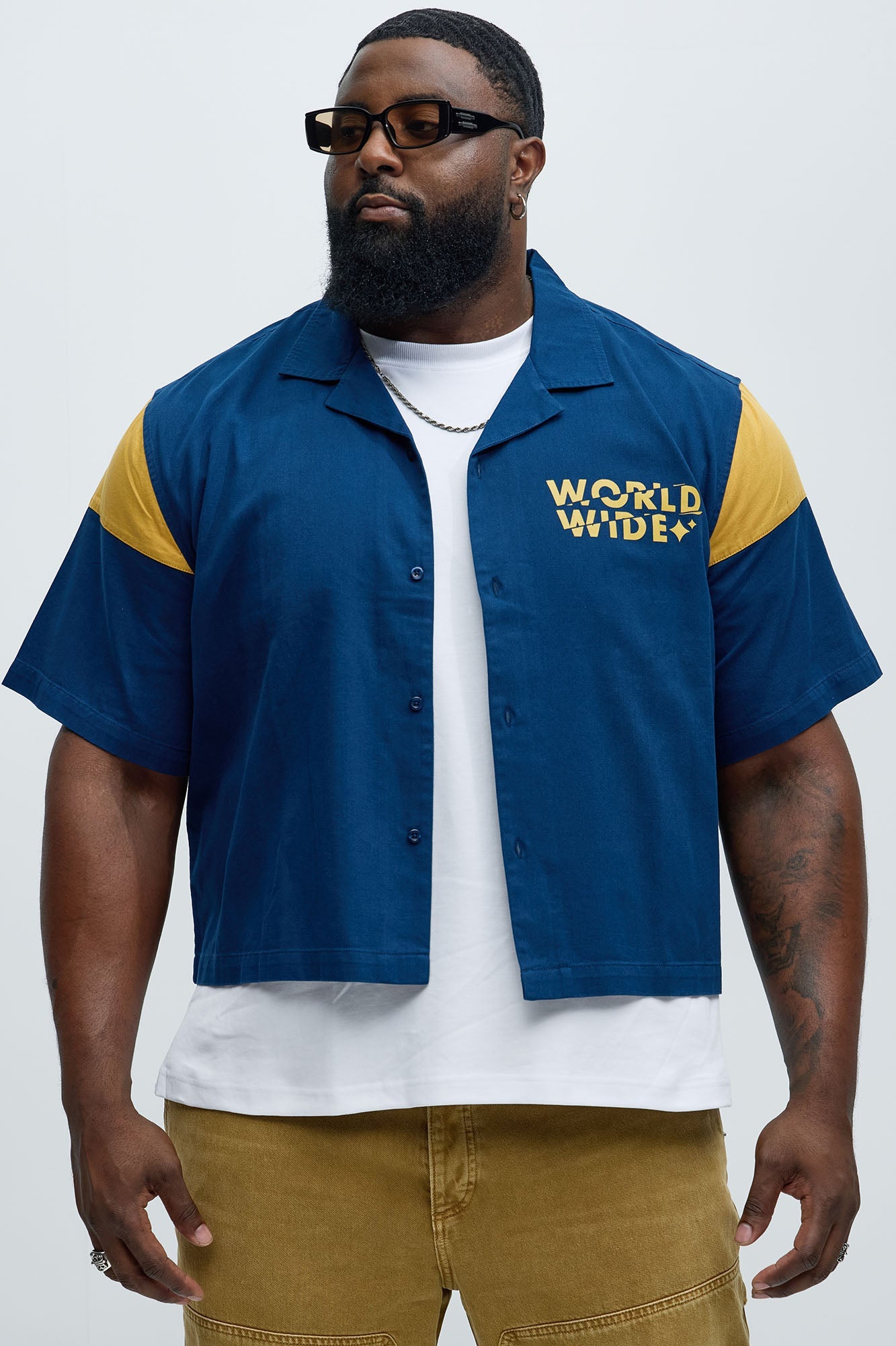 Freedom Graphic Cropped Shirt - Navy/combo