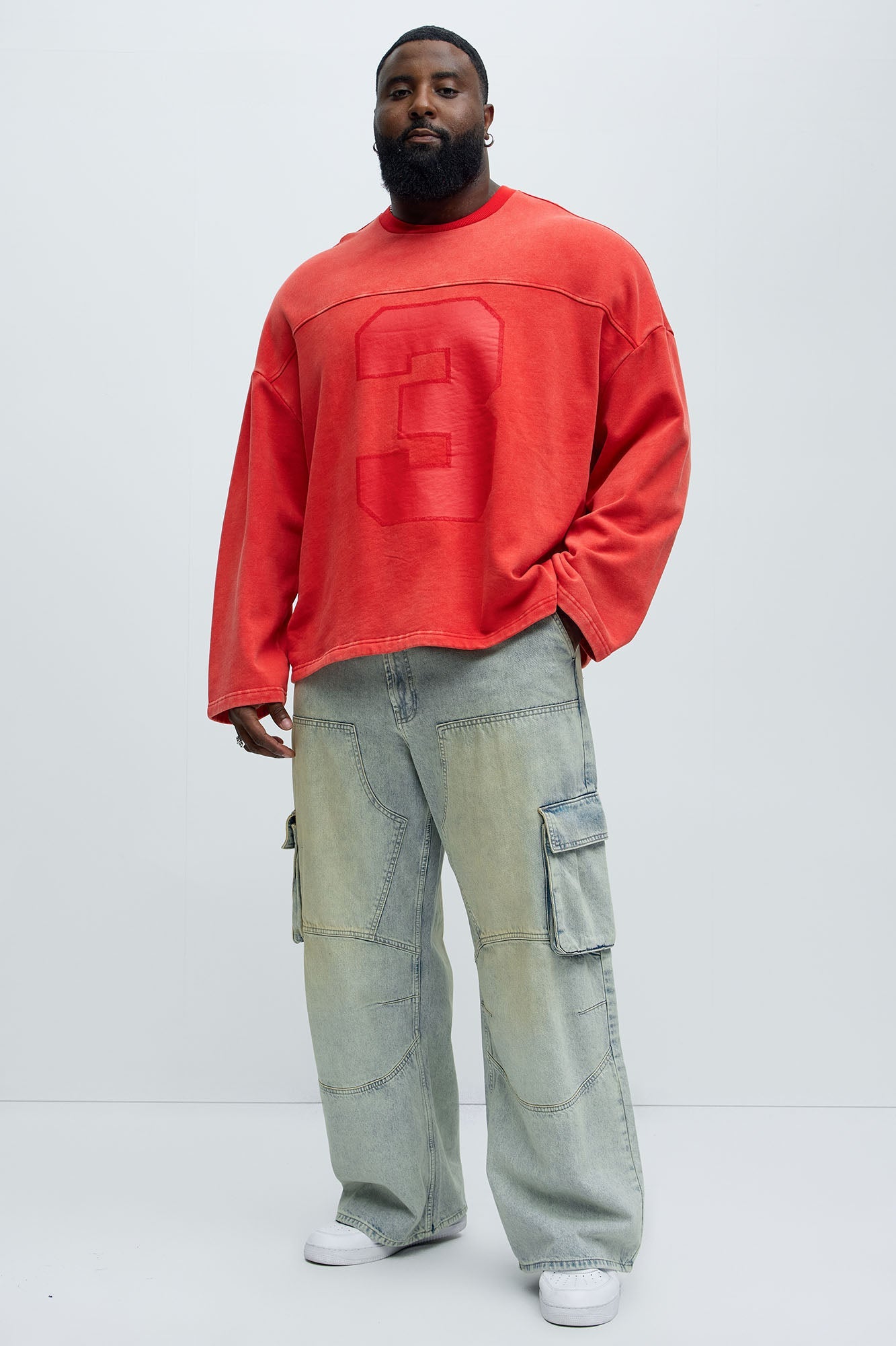 Kyle Long Sleeve Oversized Tee - Red