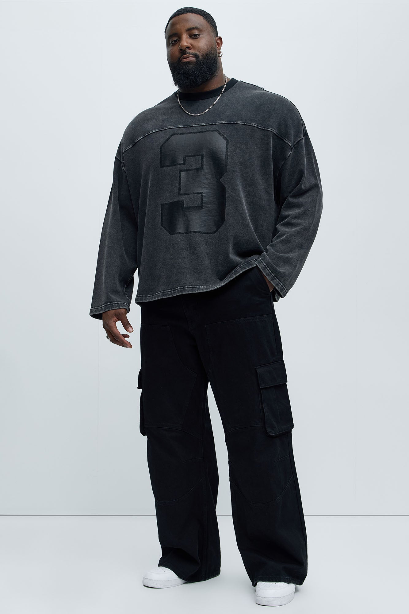 Kyle Long Sleeve Oversized Tee - Black Wash