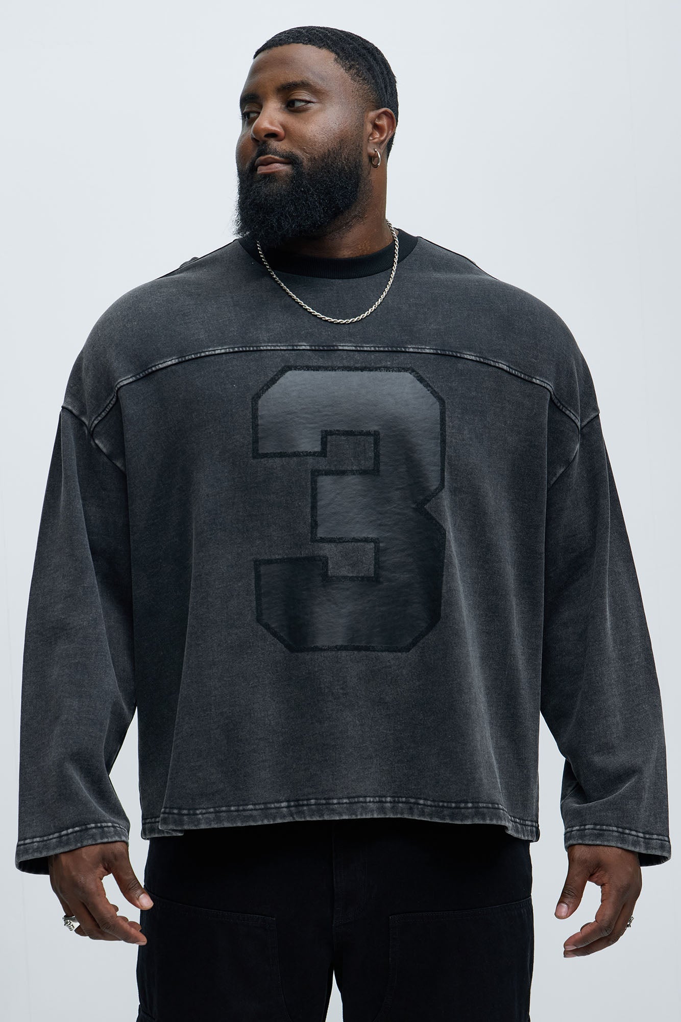 Kyle Long Sleeve Oversized Tee - Black Wash