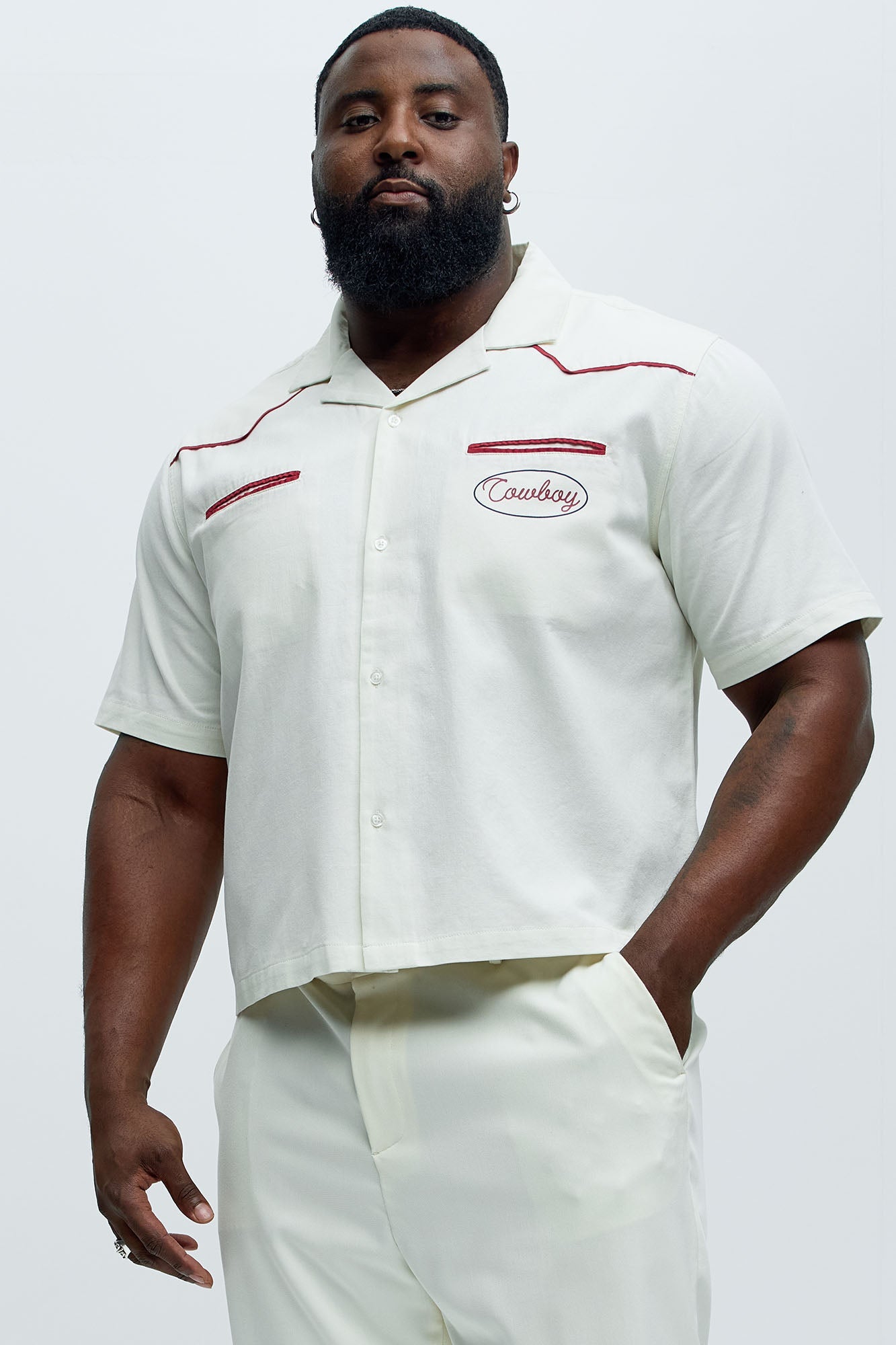 Rodeo Club Cropped Shirt - Red/White