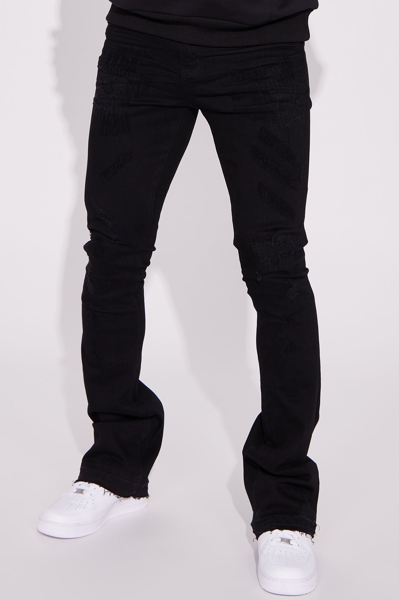 Do You Mind Stacked Skinny Flare Jeans - Black