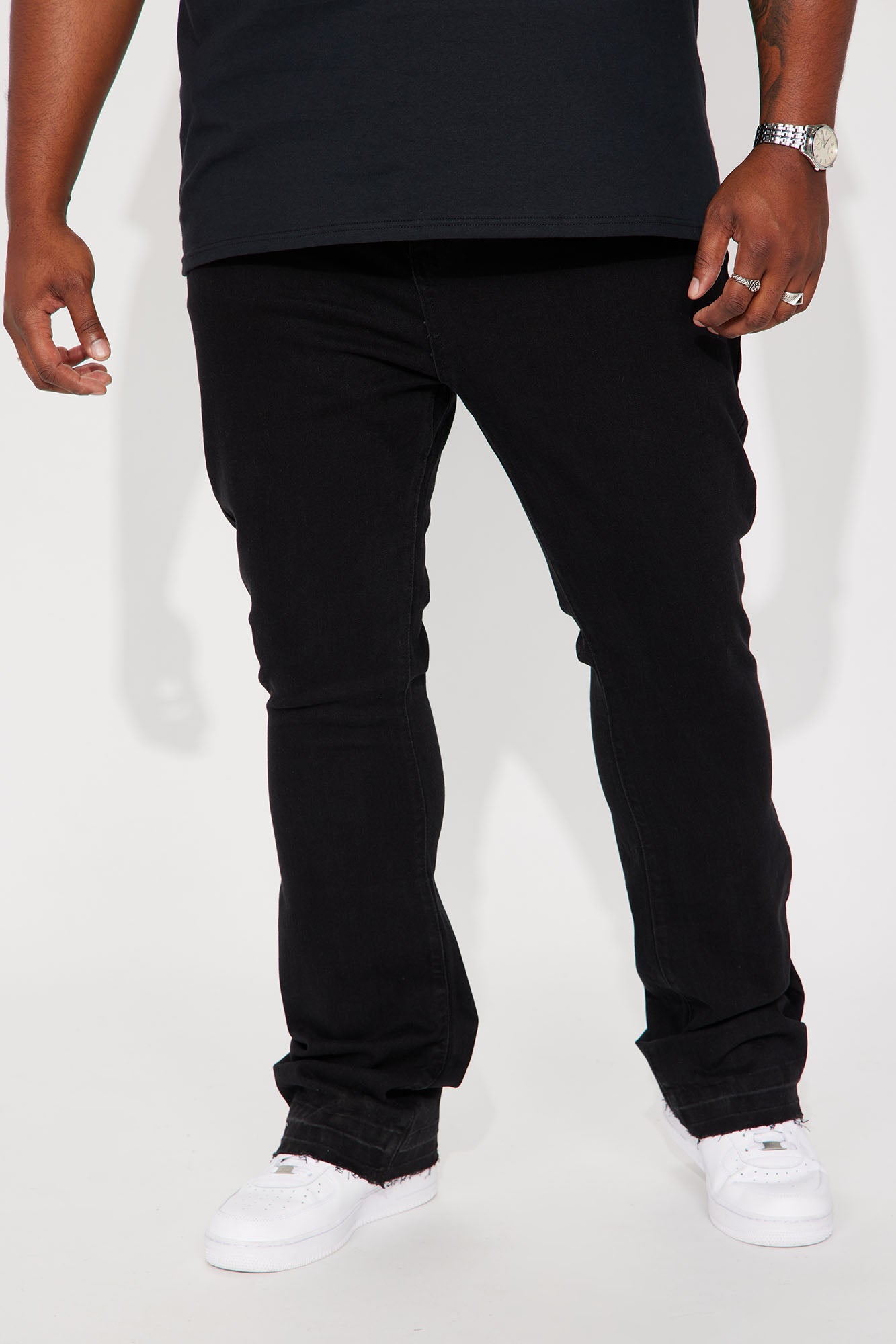 Cornell Stacked Skinny Flare Jeans - Black