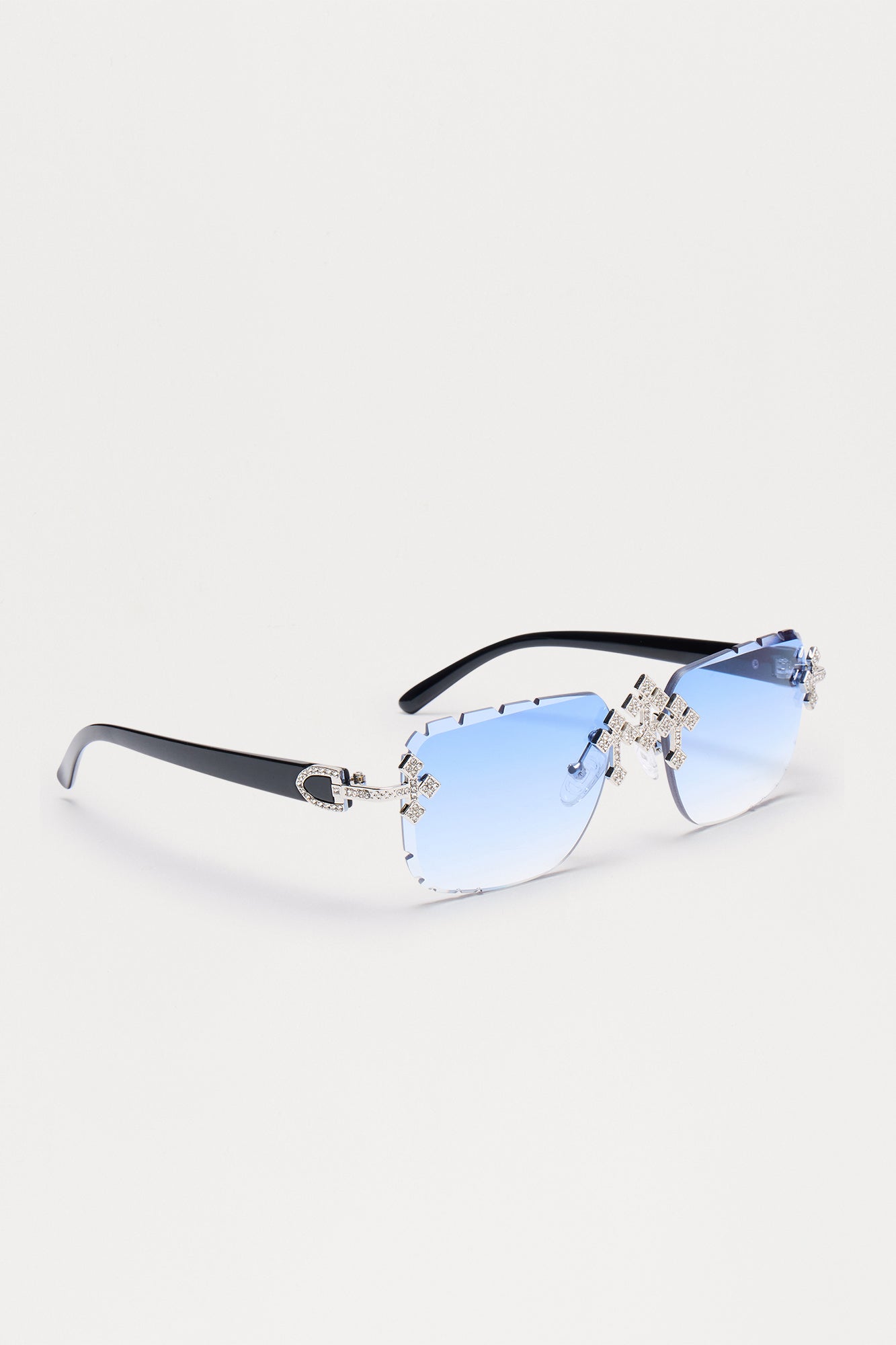 Iced Triple Cross Sunglasses - Blue/Black