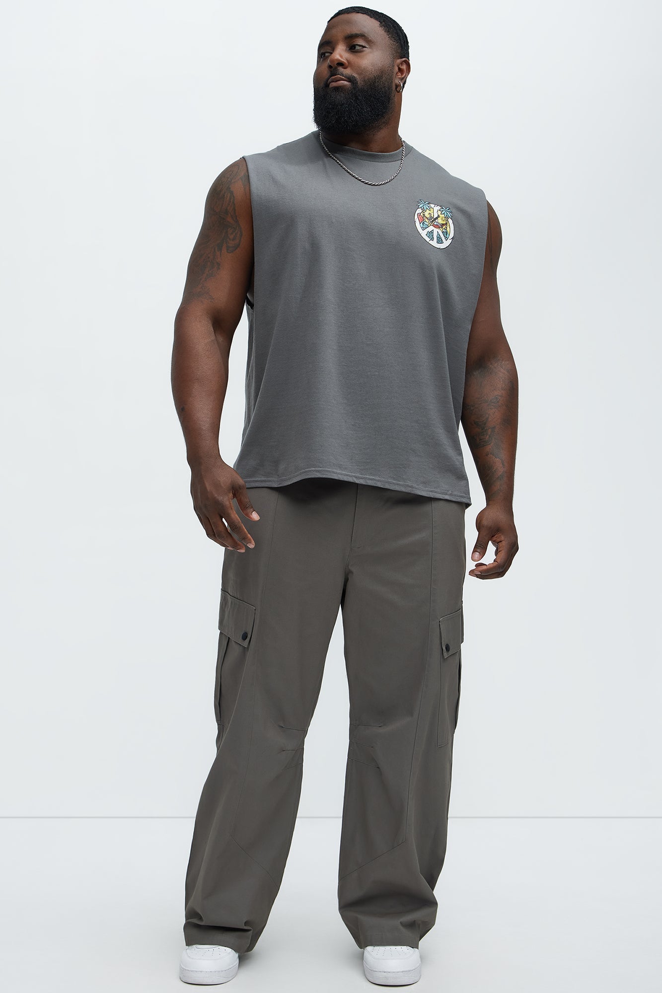 Paradise Found Muscle Tee - Charcoal