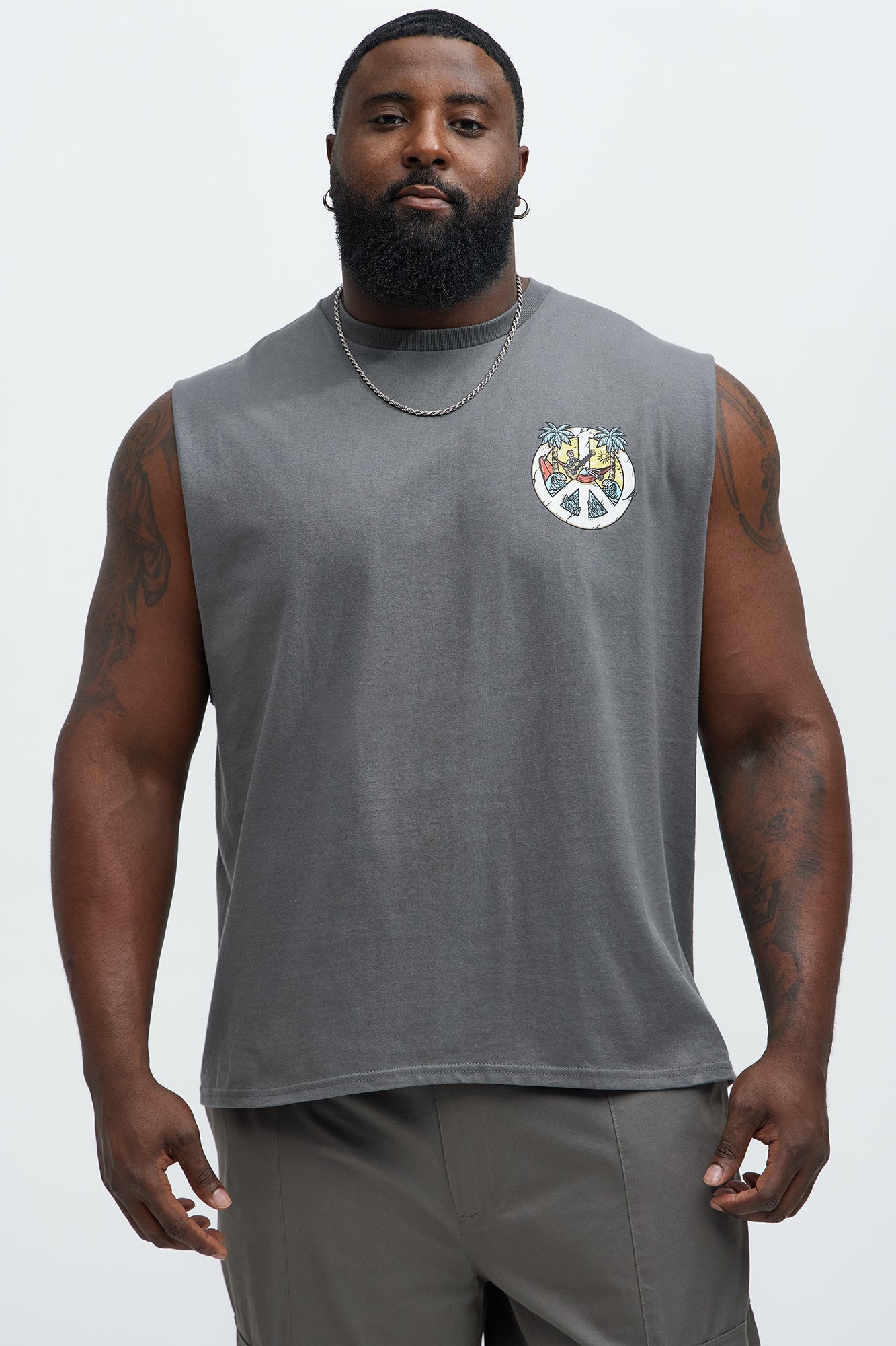Paradise Found Muscle Tee - Charcoal
