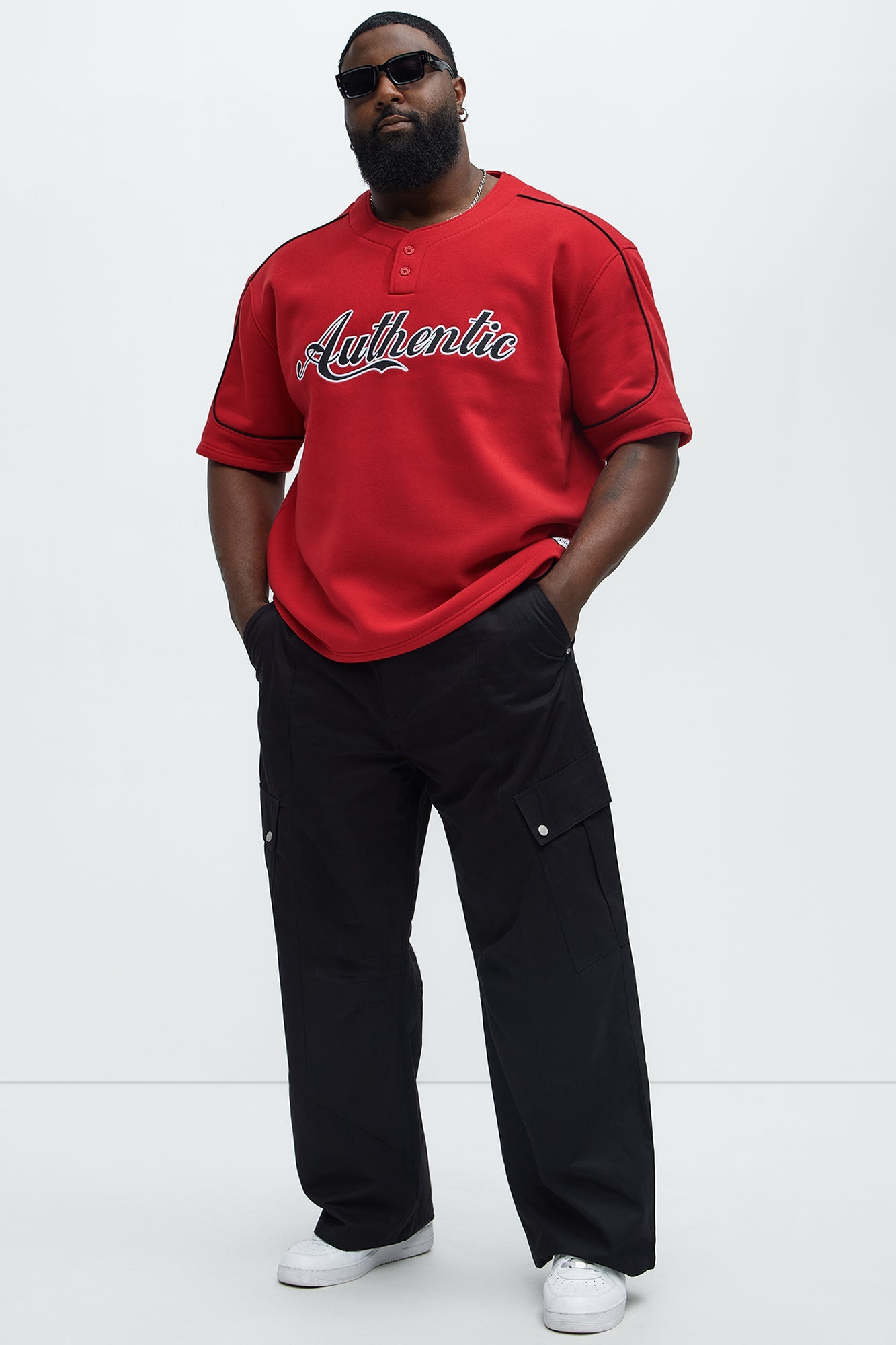 Authentic Short Sleeve Henley - Red