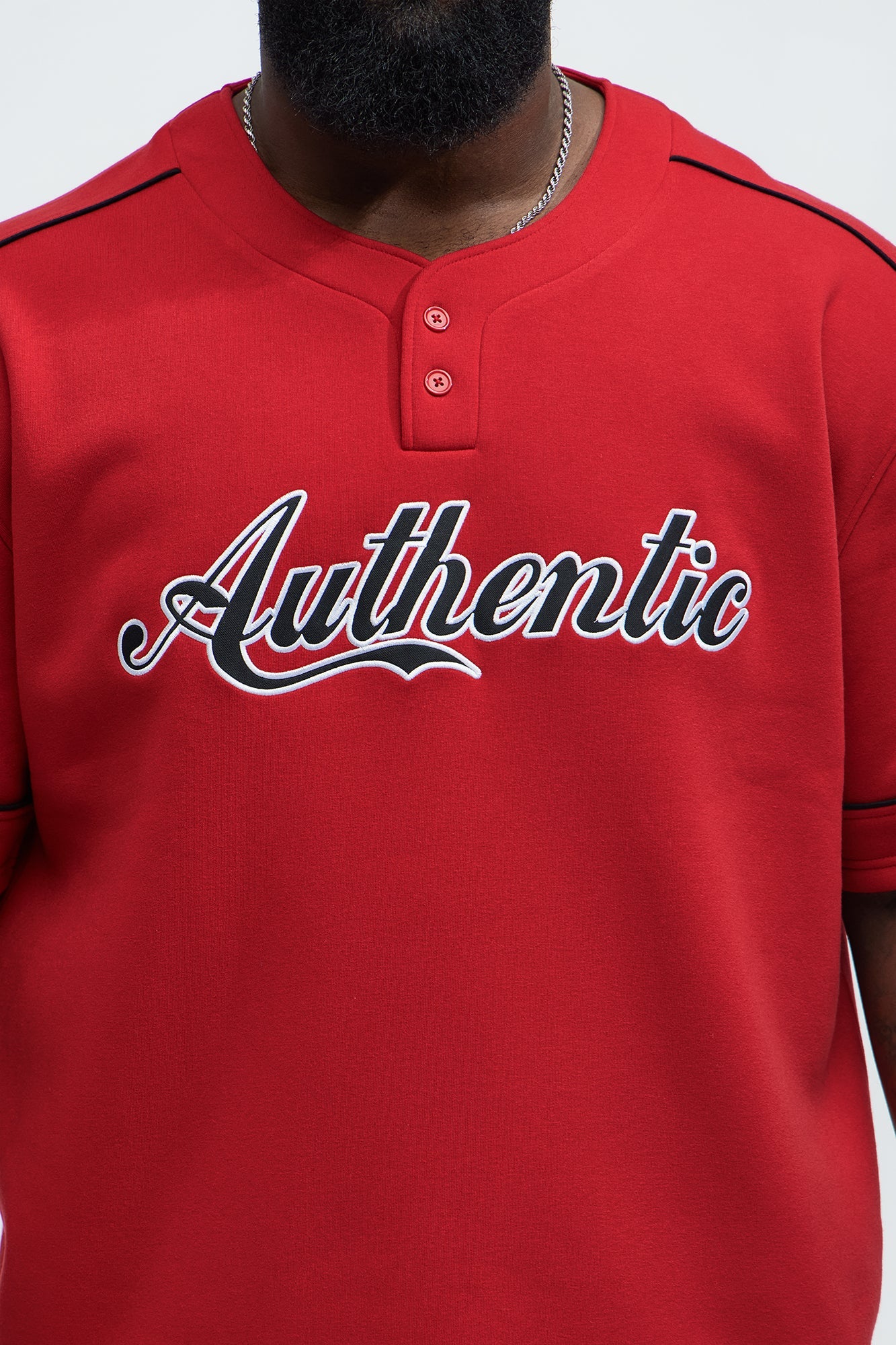 Authentic Short Sleeve Henley - Red