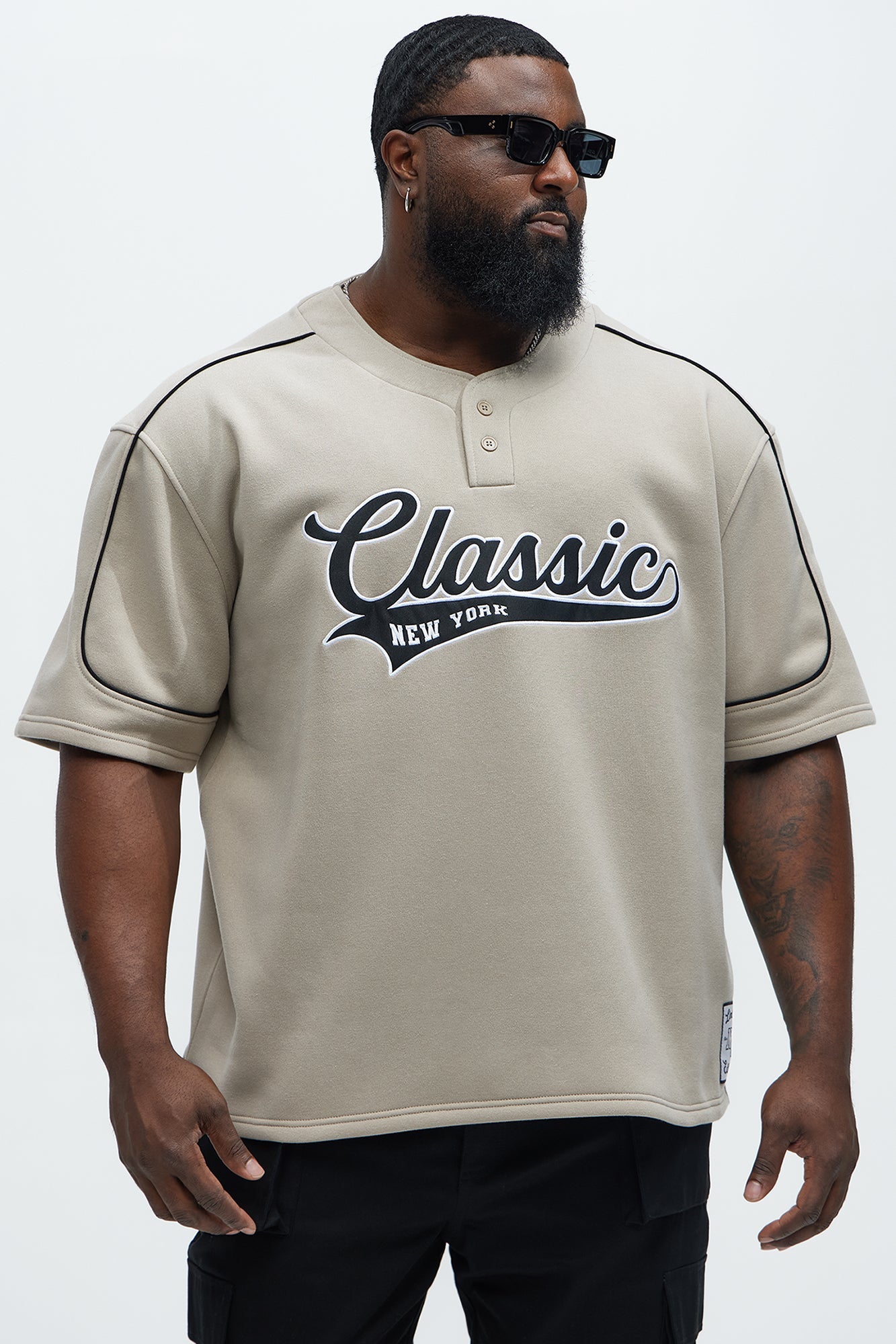 Classic New York Short Sleeve Henley - Stone