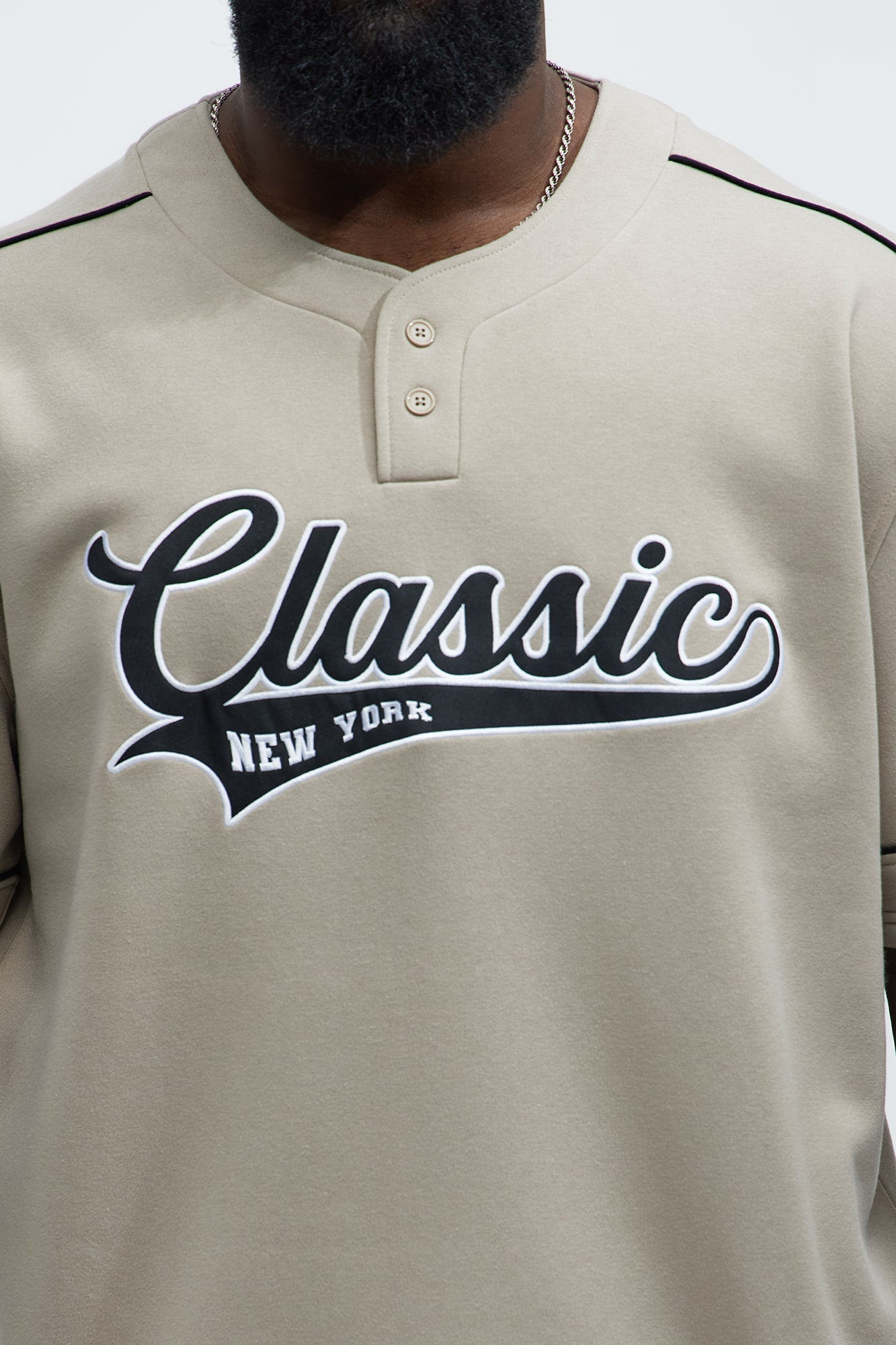 Classic New York Short Sleeve Henley - Stone