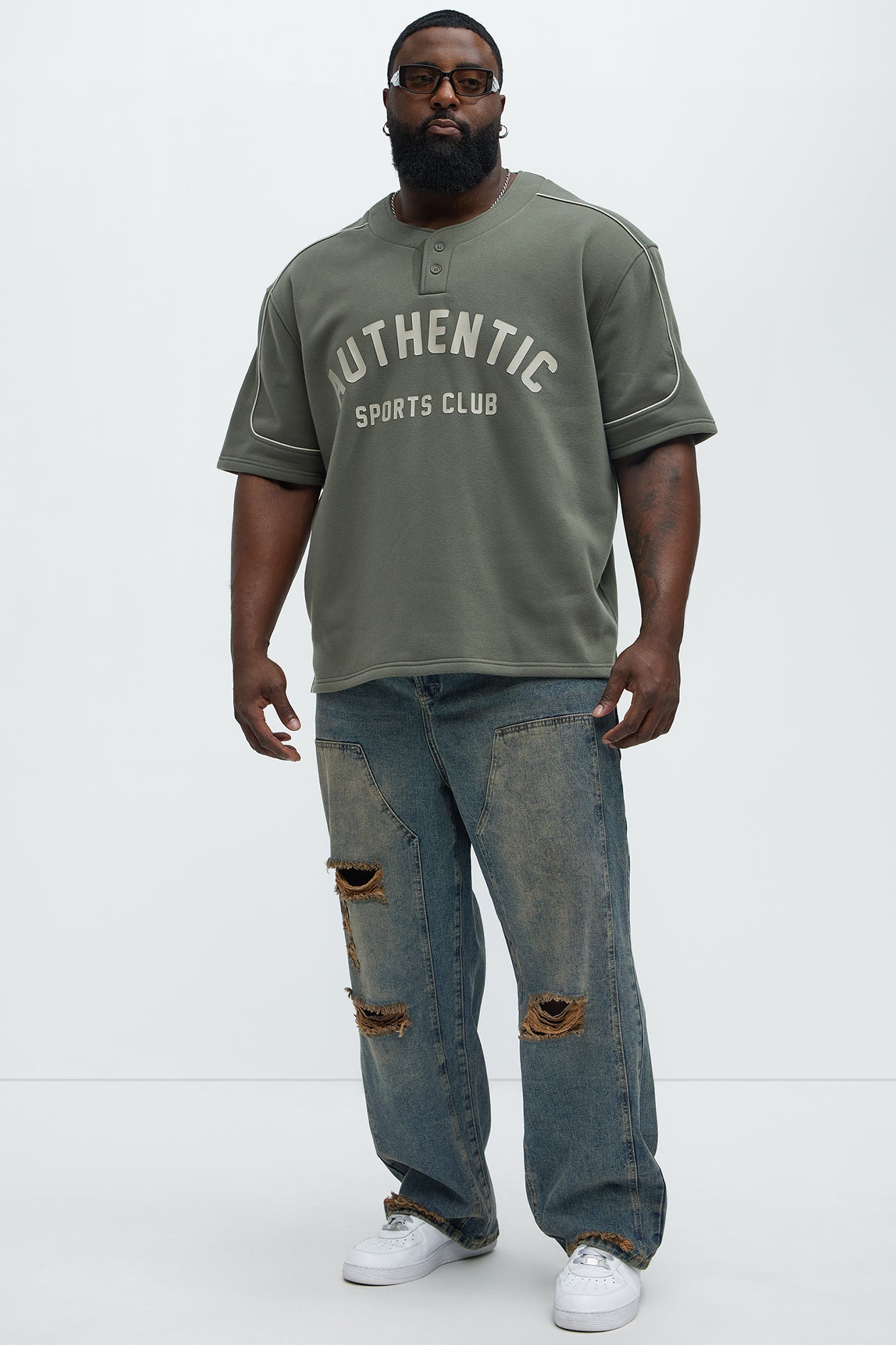 Athletics Sports Club Short Sleeve Henley - Olive