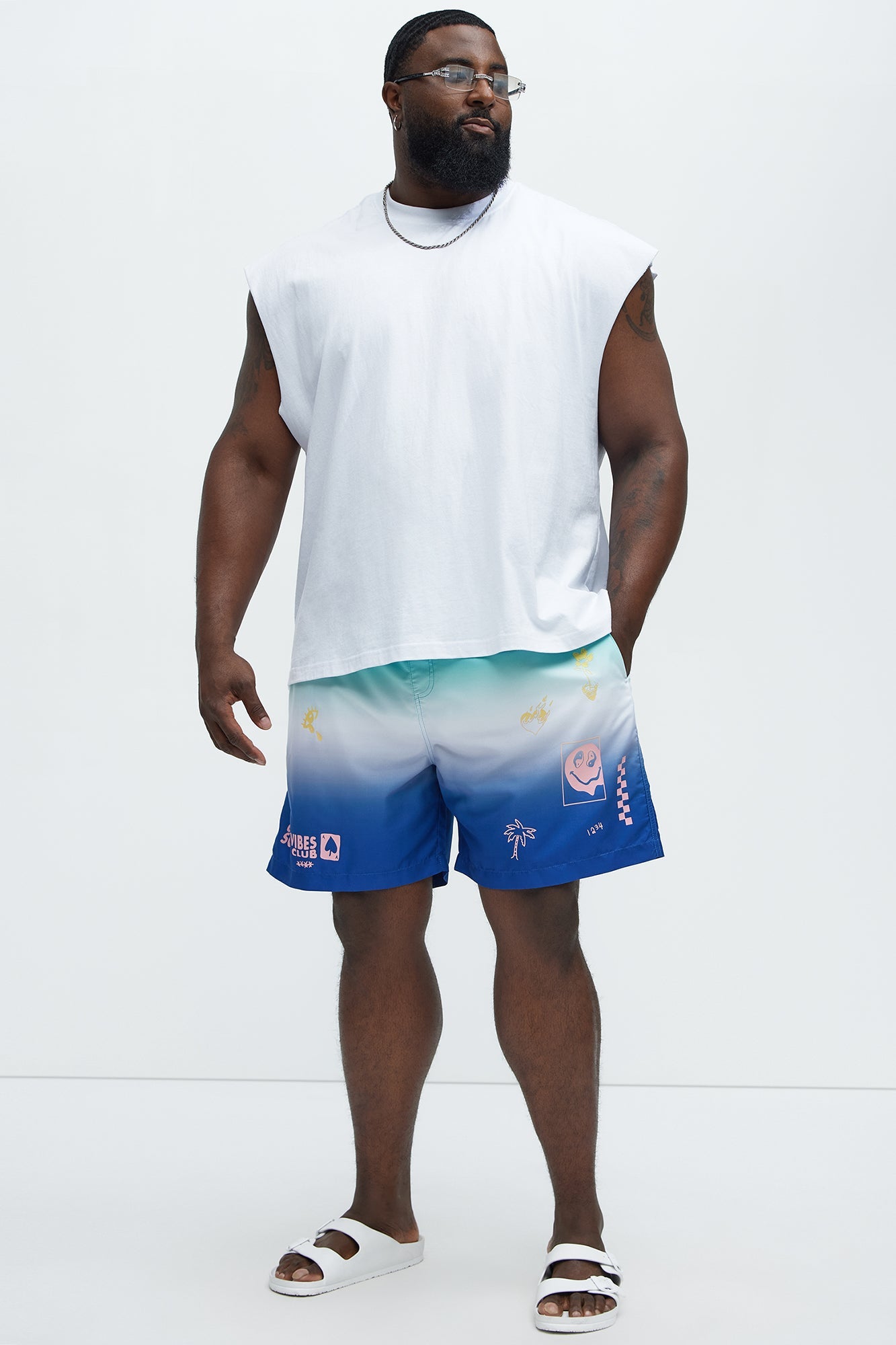 Ombre Good Vibes Swim Mid Trunk - Blue