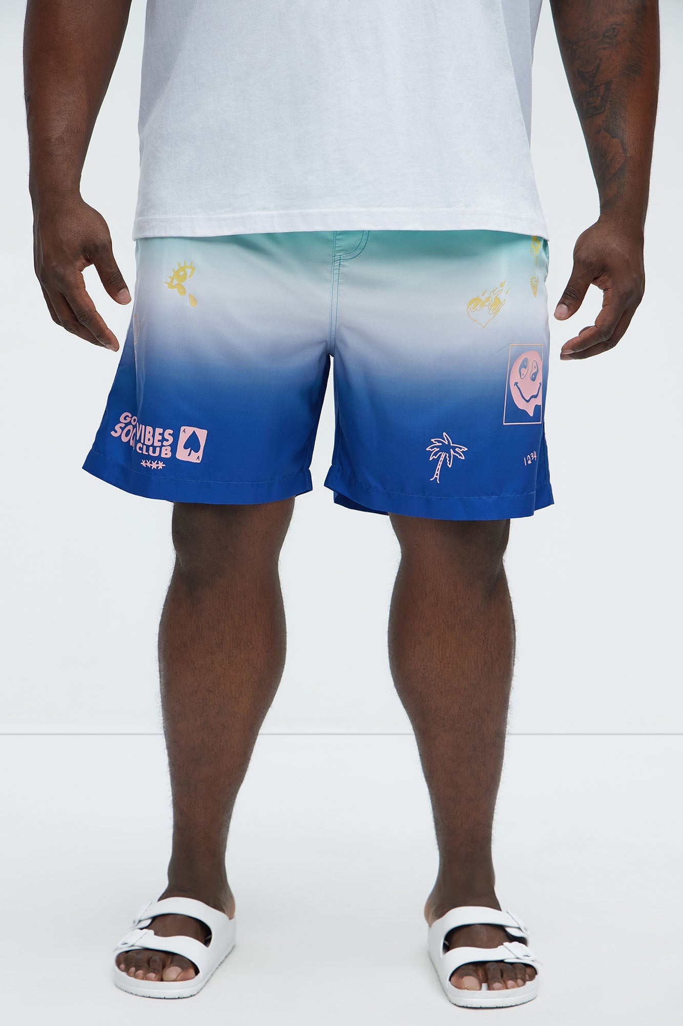 Ombre Good Vibes Swim Mid Trunk - Blue