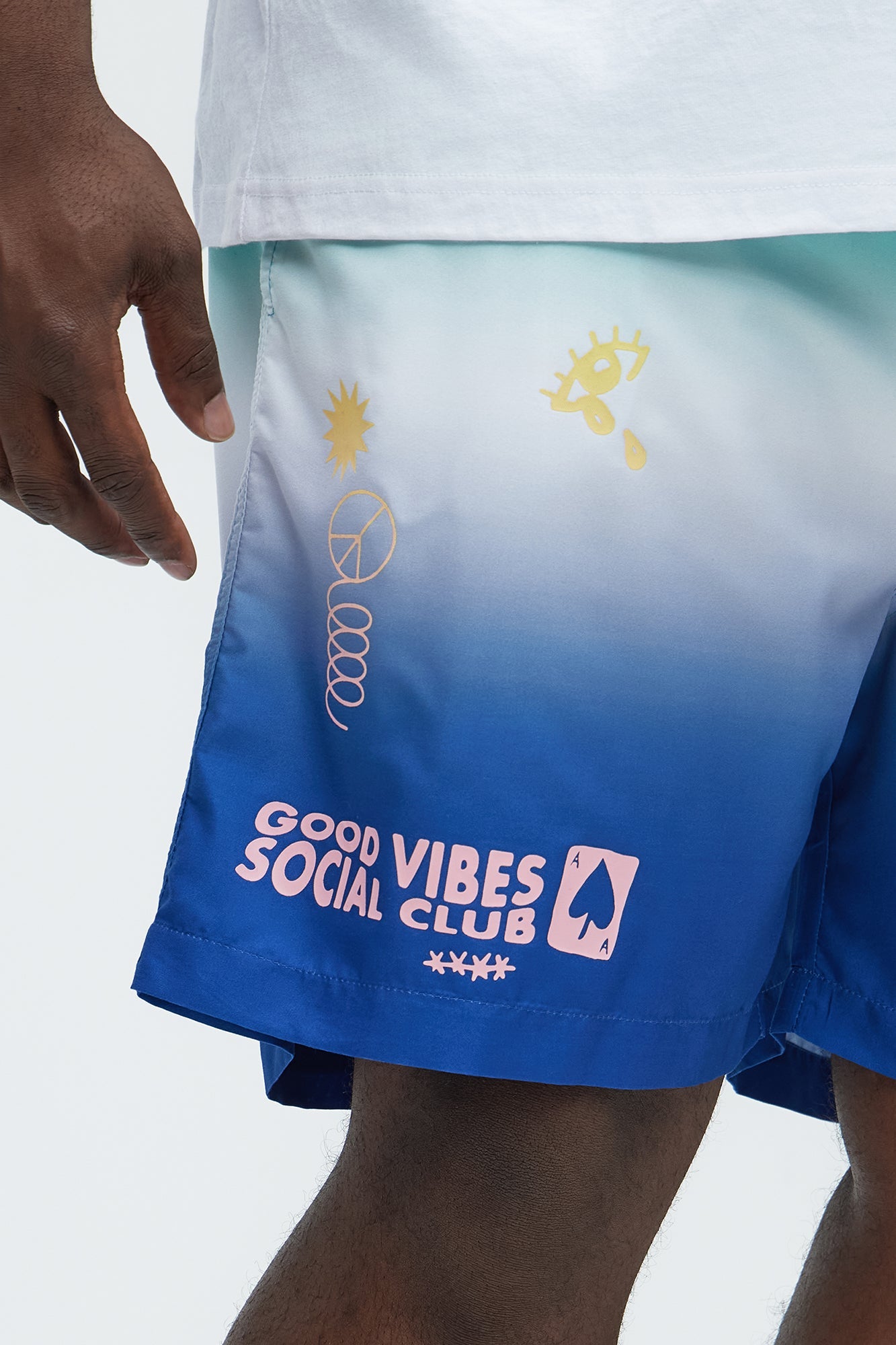 Ombre Good Vibes Swim Mid Trunk - Blue