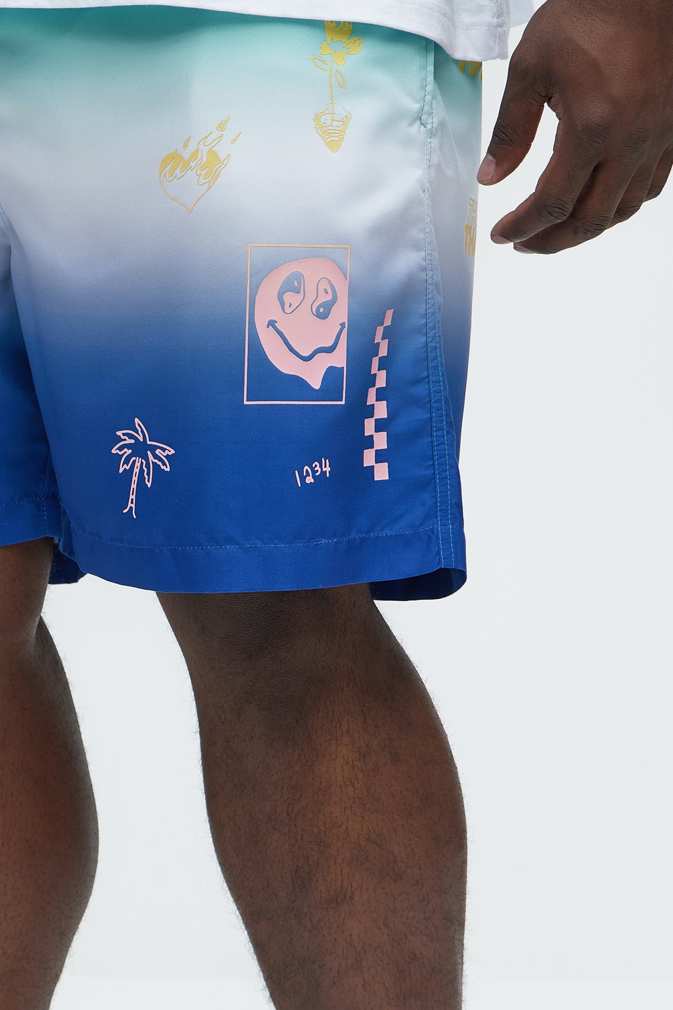 Ombre Good Vibes Swim Mid Trunk - Blue