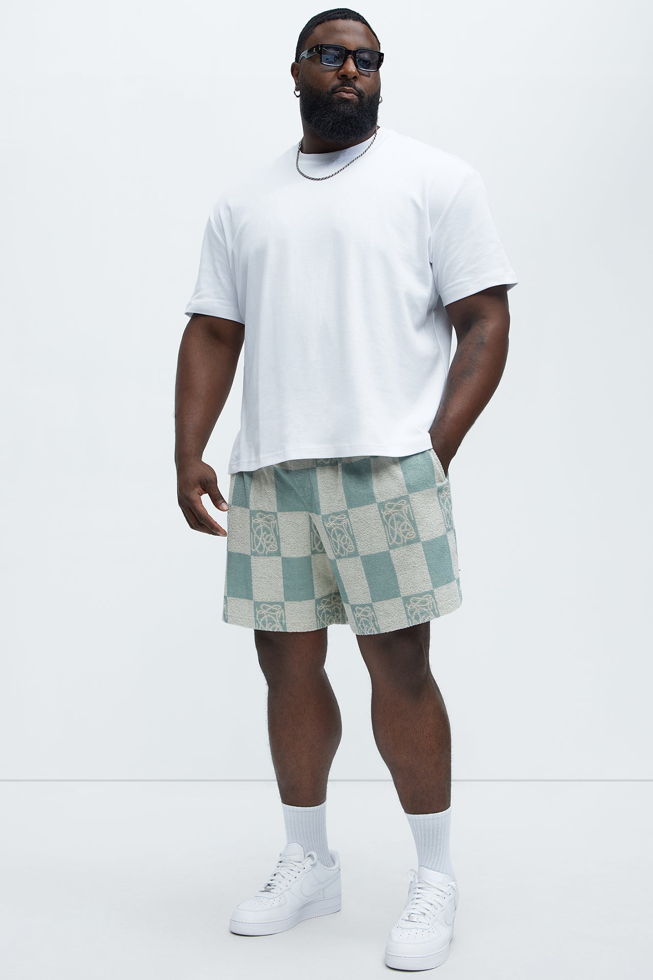 Checkered Relaxed Shorts - Blue/combo